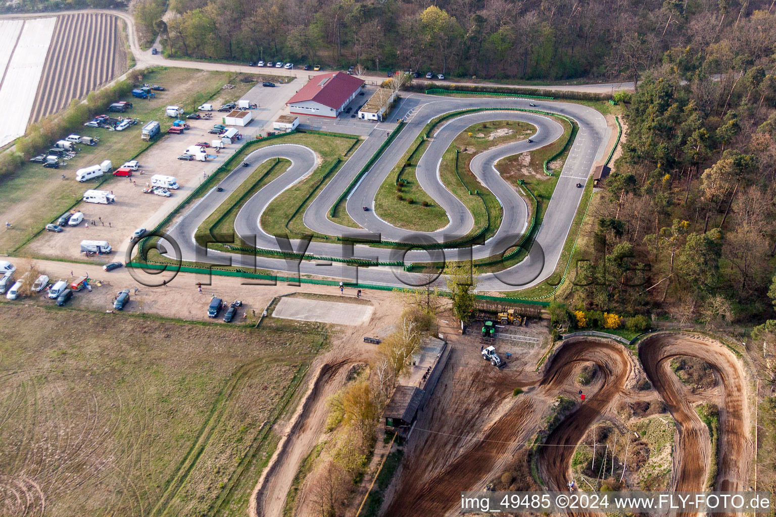 Cart-racecourse of Die Kartbahn, Waldparkring Walldorf, and MSC Walldorf Astoria e.V. in ADAC and MFC-Walldorf e.V. in Walldorf in the state Baden-Wurttemberg, Germany