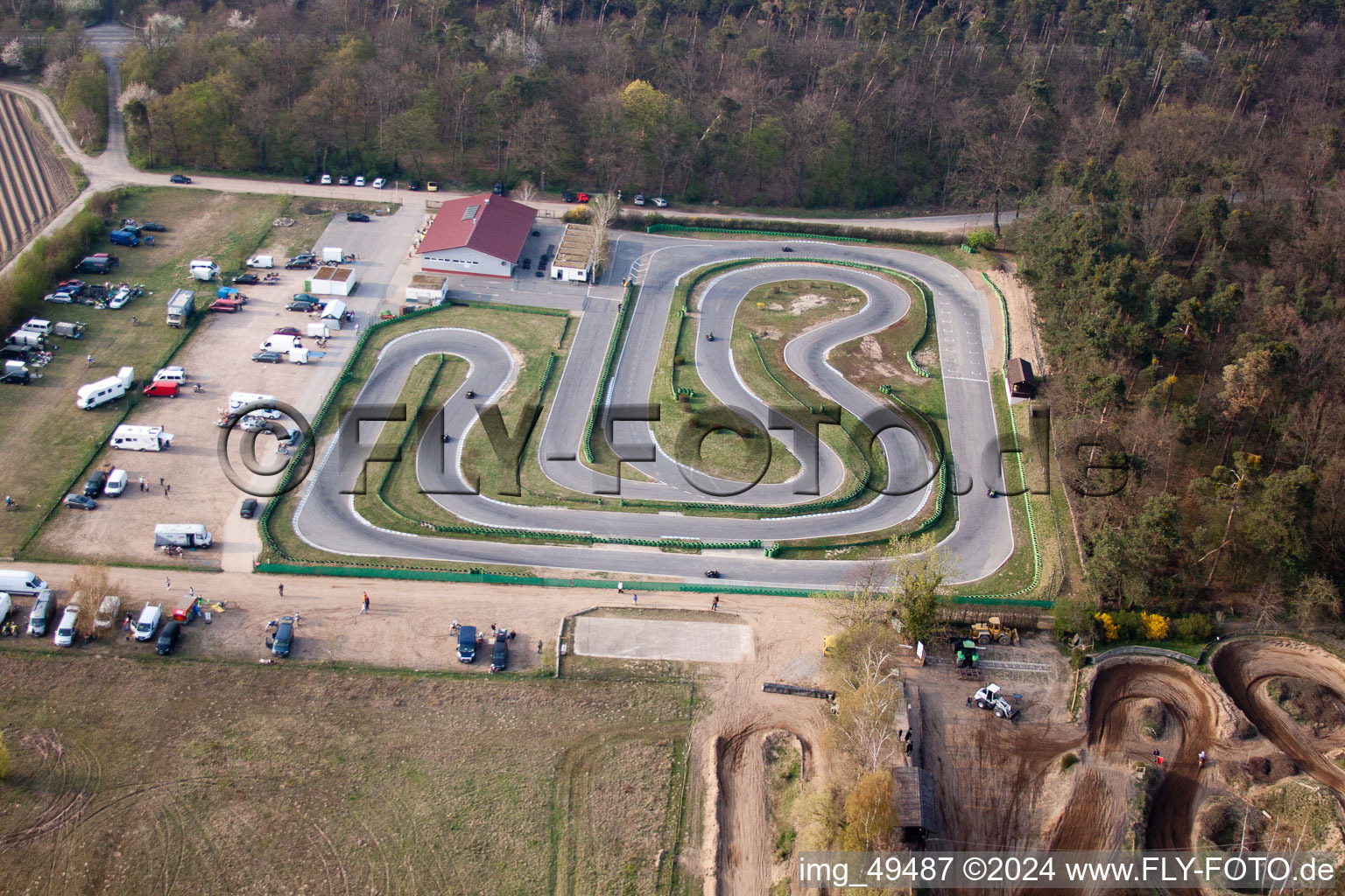 Oblique view of Karting track in Walldorf in the state Baden-Wuerttemberg, Germany