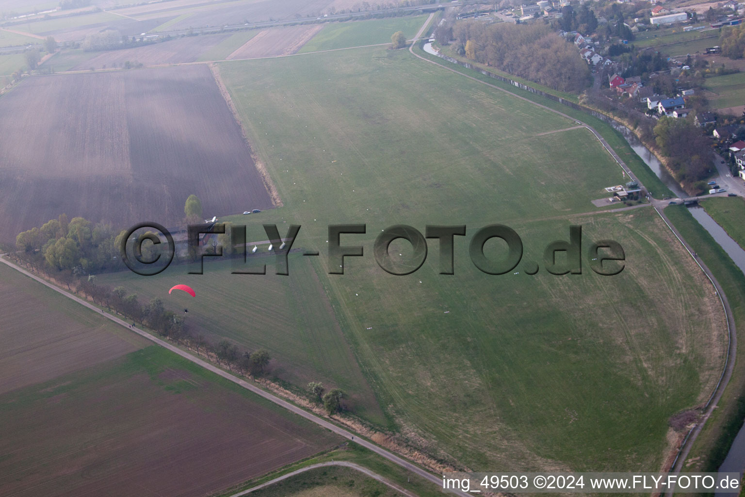 Oblique view of Airport in Hockenheim in the state Baden-Wuerttemberg, Germany