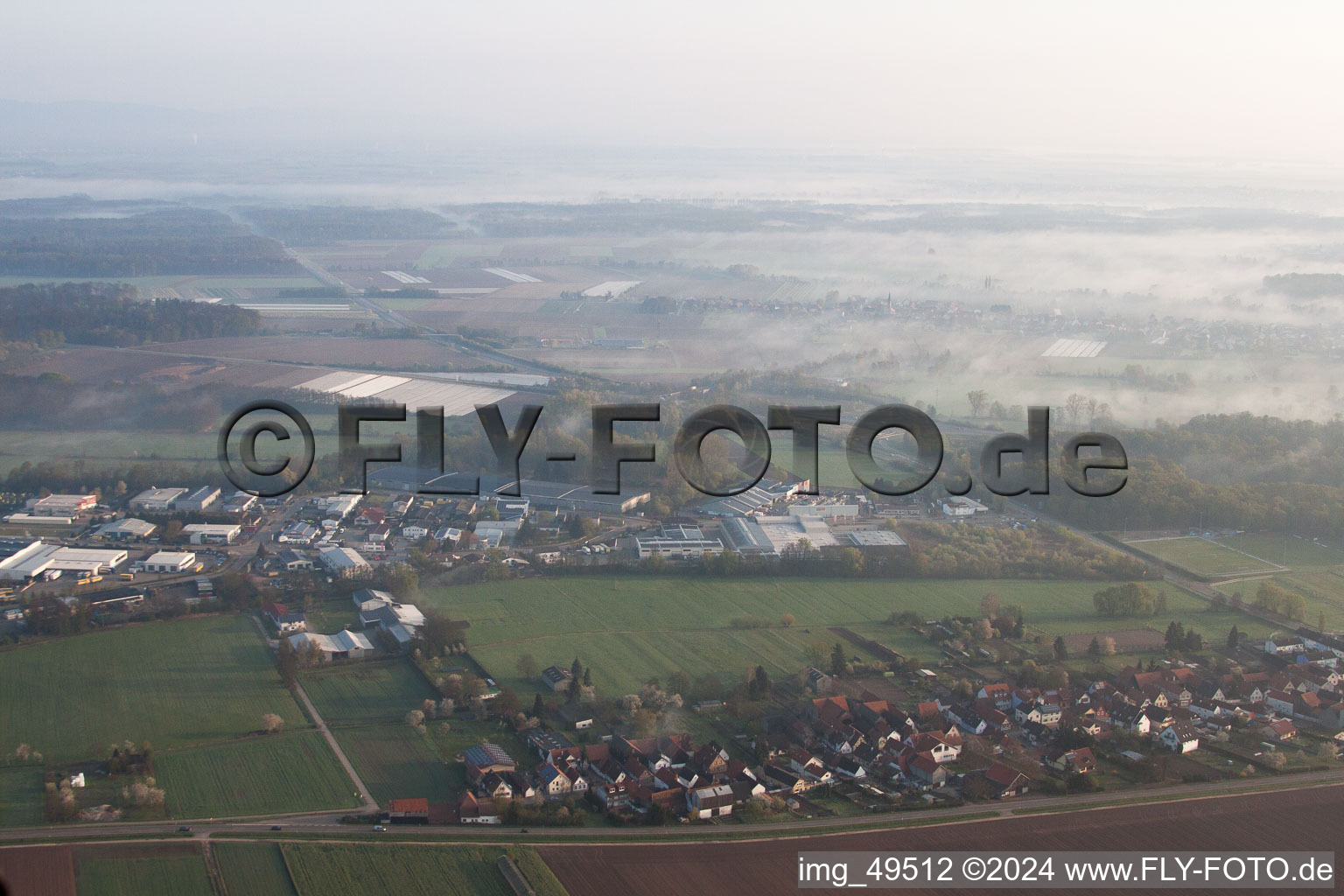 Drone recording of Horst industrial area in the district Minderslachen in Kandel in the state Rhineland-Palatinate, Germany