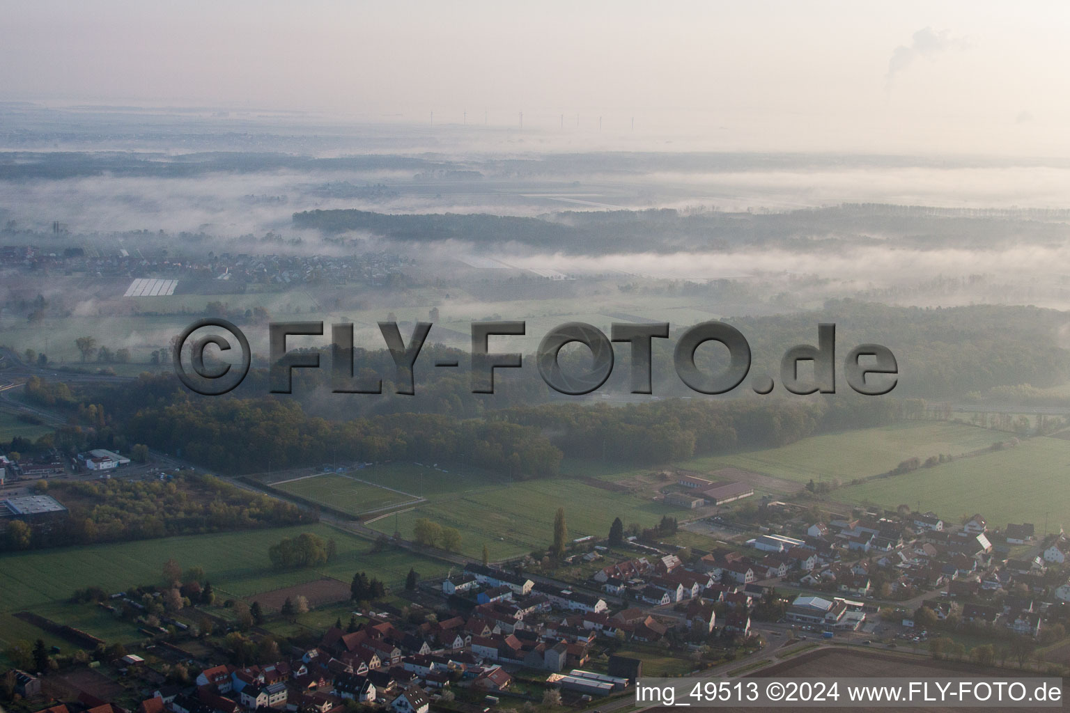 District Minderslachen in Kandel in the state Rhineland-Palatinate, Germany from a drone