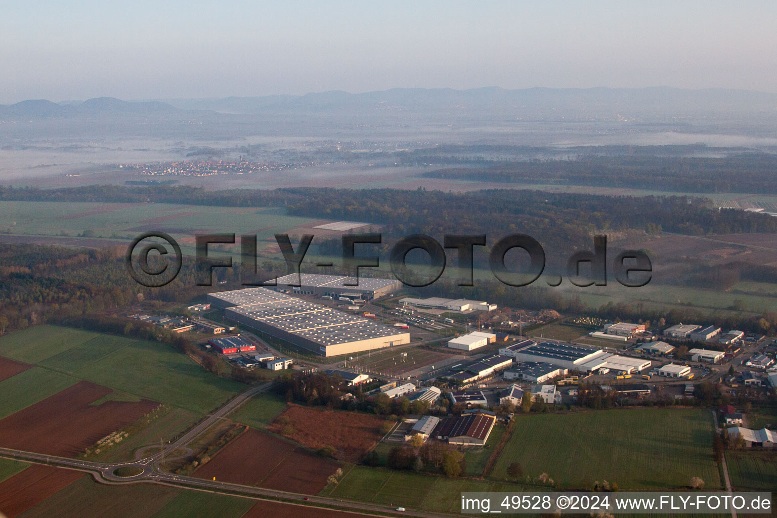 Drone image of Horst Industrial Estate in the district Minderslachen in Kandel in the state Rhineland-Palatinate, Germany