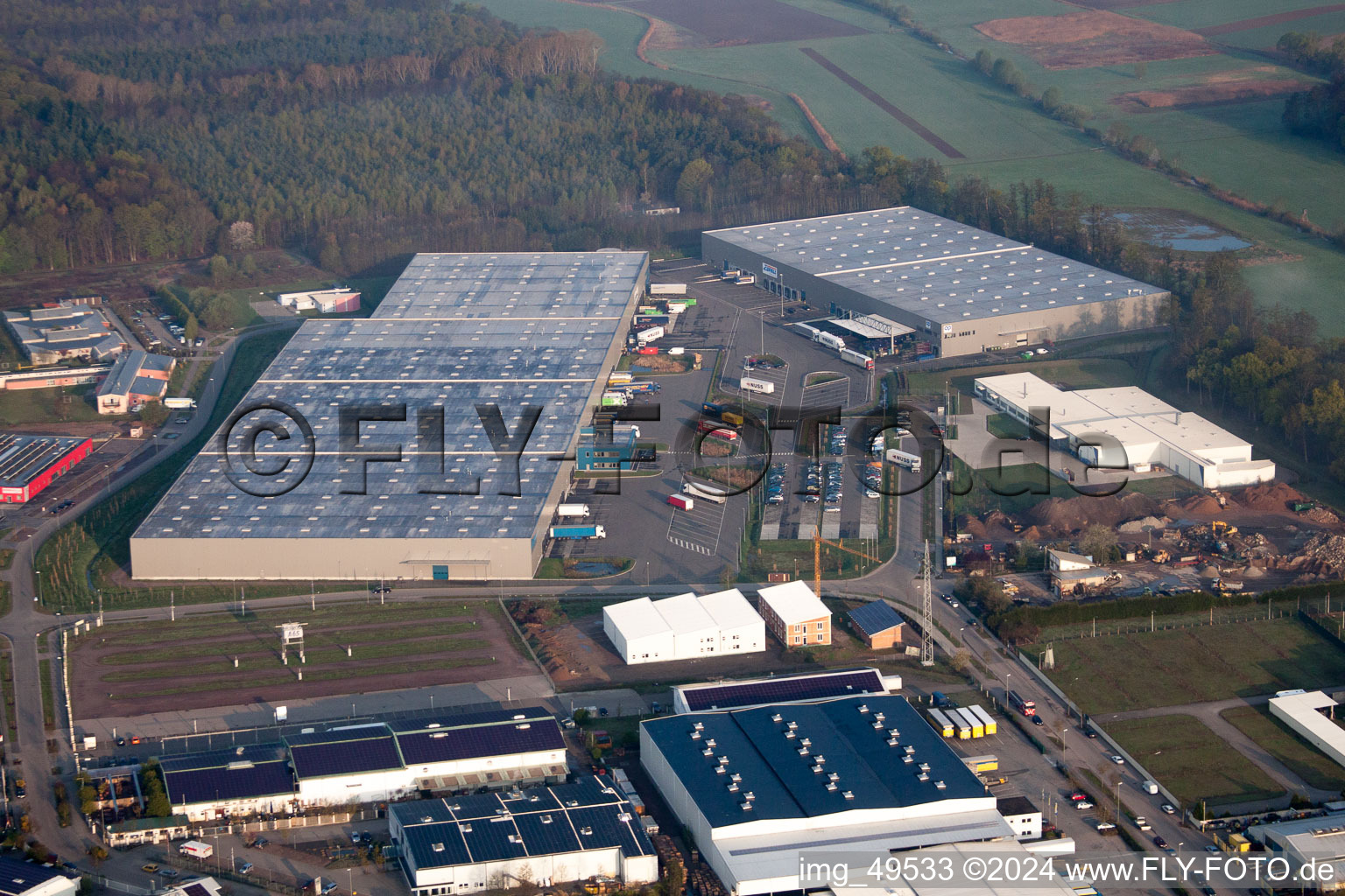 District Minderslachen in Kandel in the state Rhineland-Palatinate, Germany seen from a drone