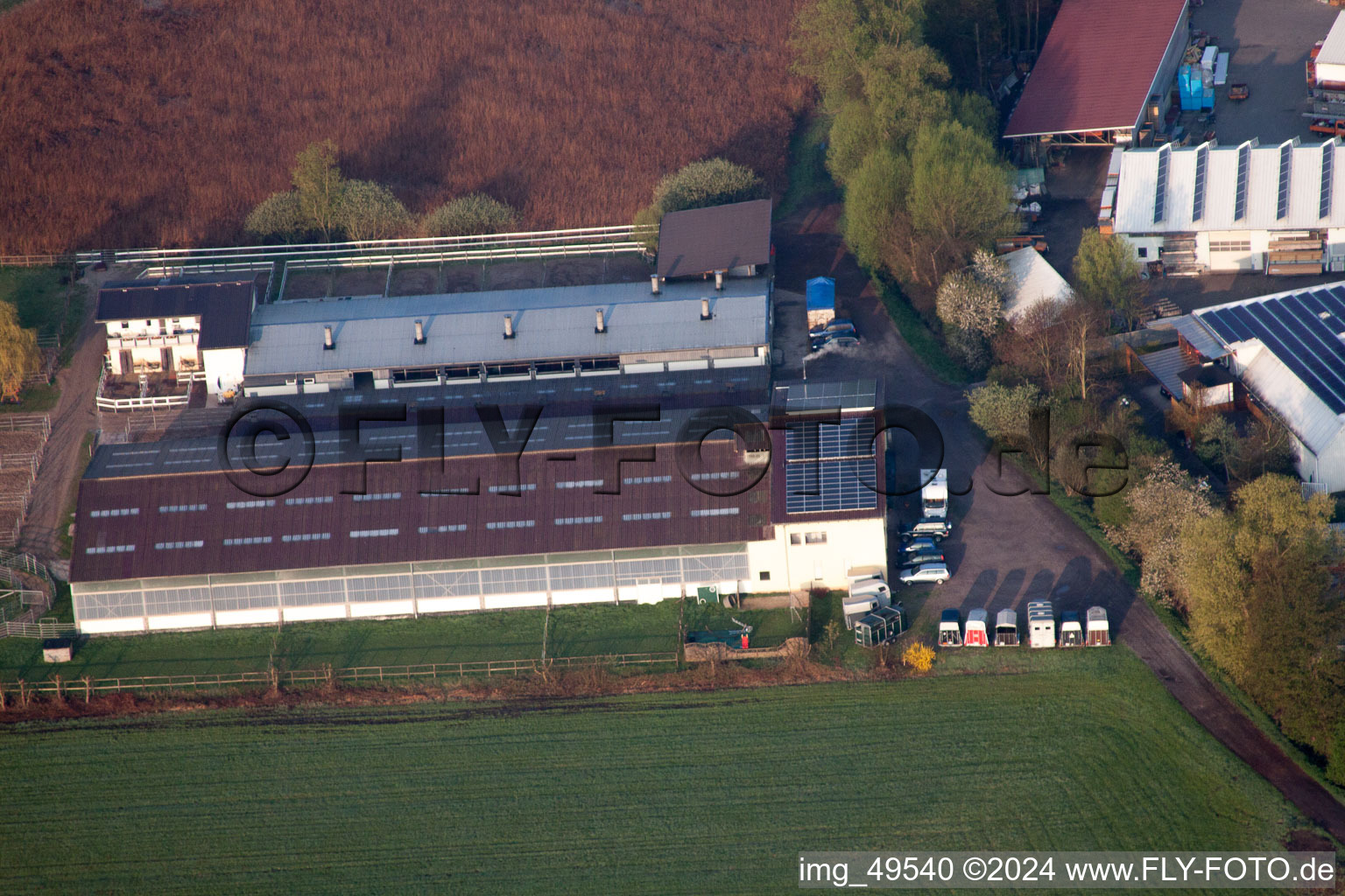 District Minderslachen in Kandel in the state Rhineland-Palatinate, Germany from the plane