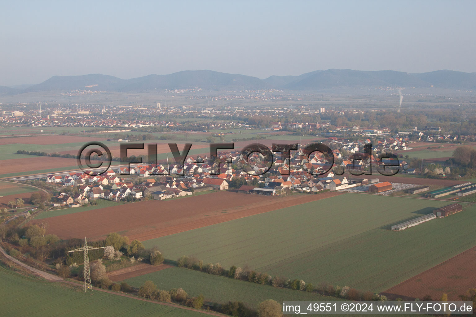 Aerial photograpy of District Mörlheim in Landau in der Pfalz in the state Rhineland-Palatinate, Germany