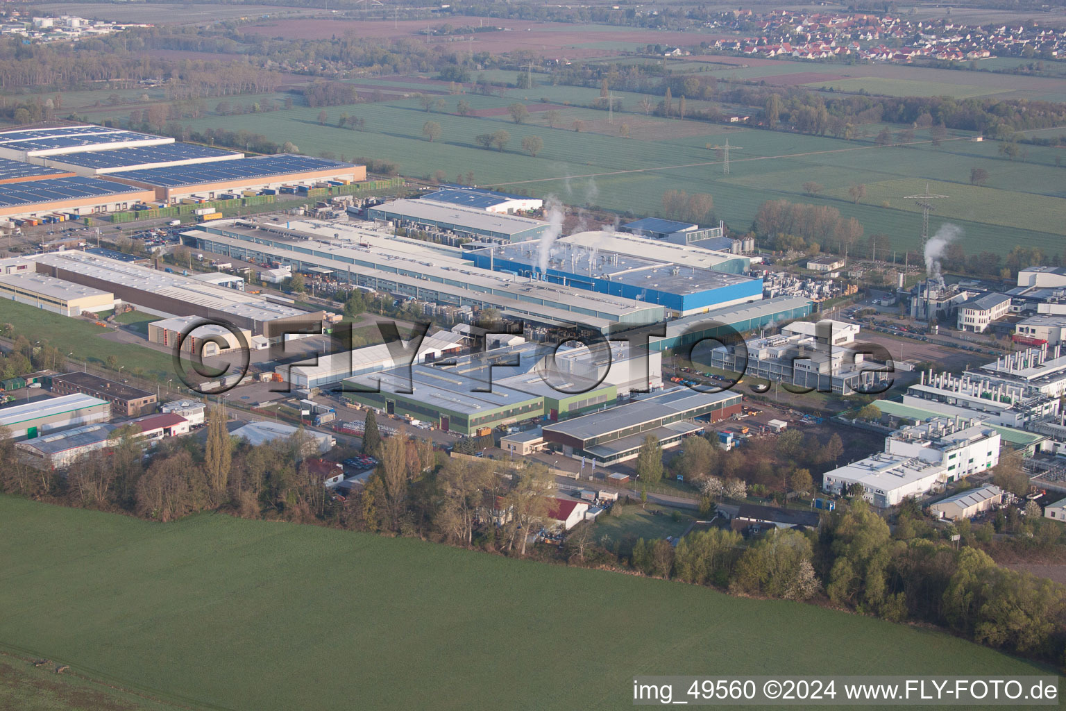 Aerial photograpy of Industrial area in Offenbach an der Queich in the state Rhineland-Palatinate, Germany