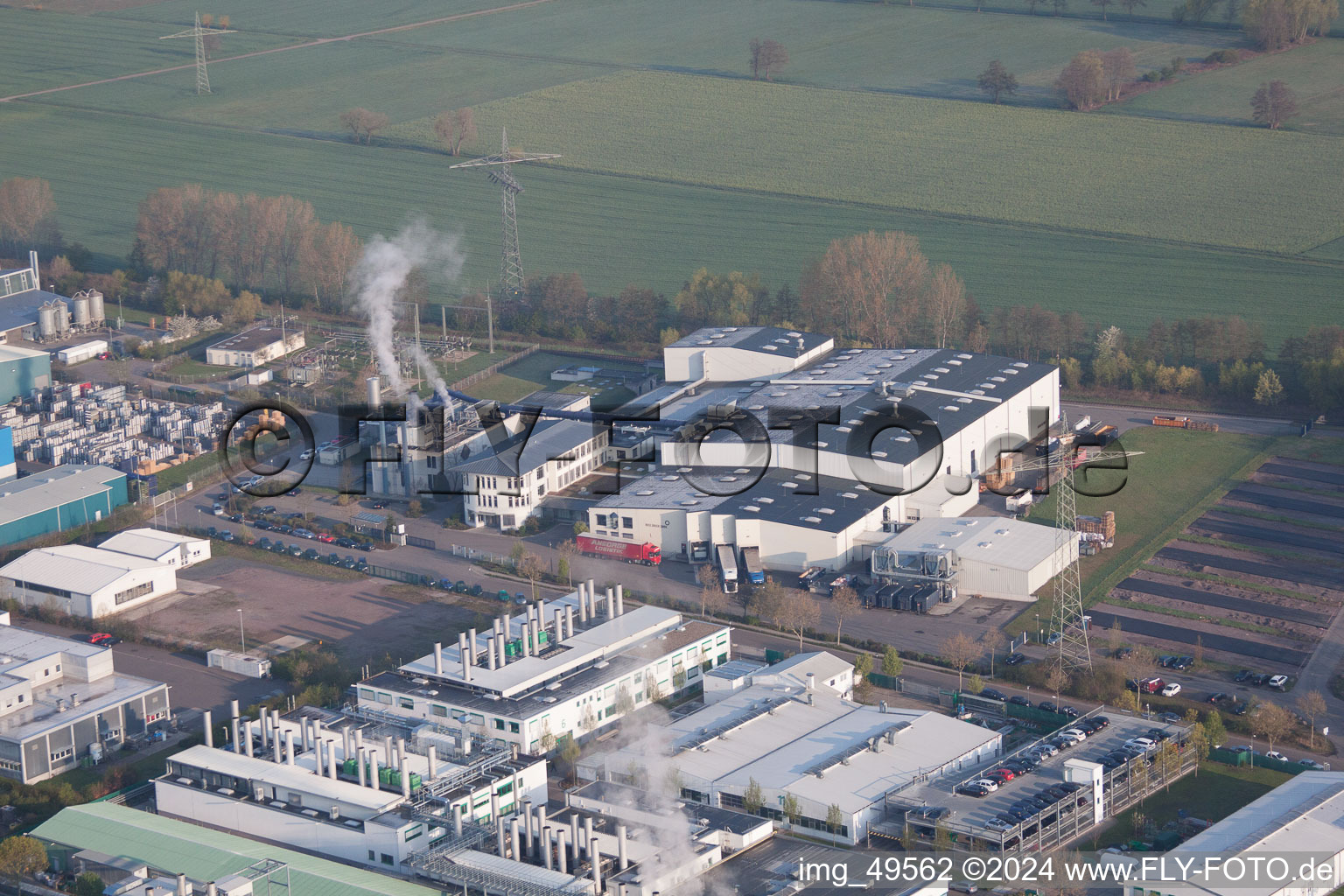Industrial area in Offenbach an der Queich in the state Rhineland-Palatinate, Germany from above
