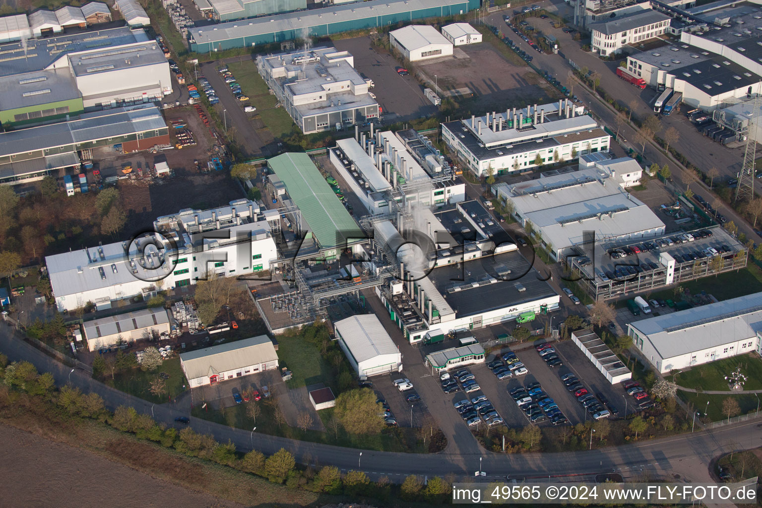 Aerial view of District Offenbach in Offenbach an der Queich in the state Rhineland-Palatinate, Germany