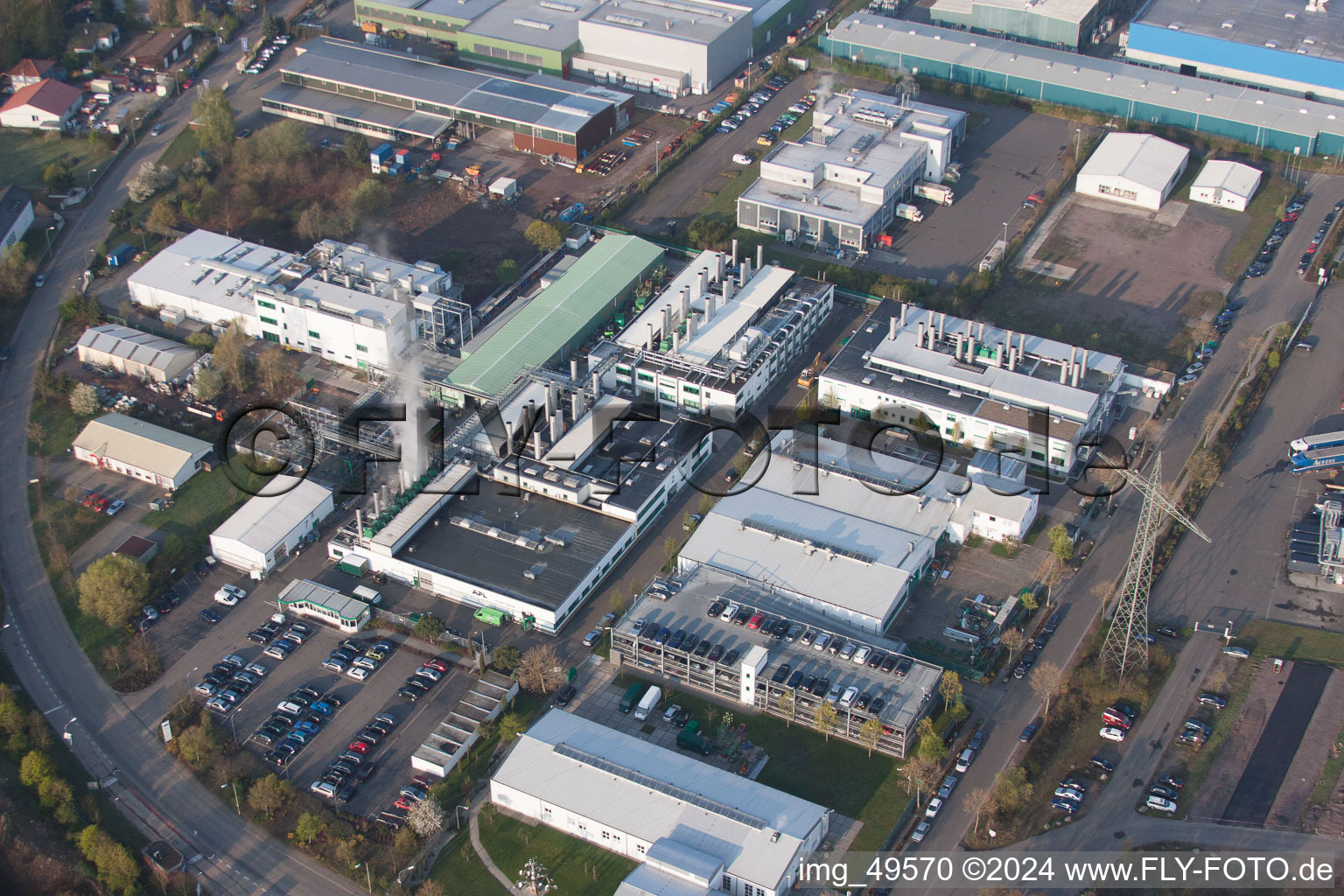 Drone image of Industrial area in Offenbach an der Queich in the state Rhineland-Palatinate, Germany