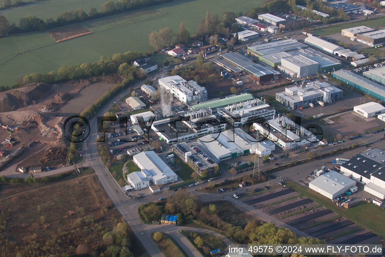 Aerial photograpy of Industrial area in Offenbach an der Queich in the state Rhineland-Palatinate, Germany