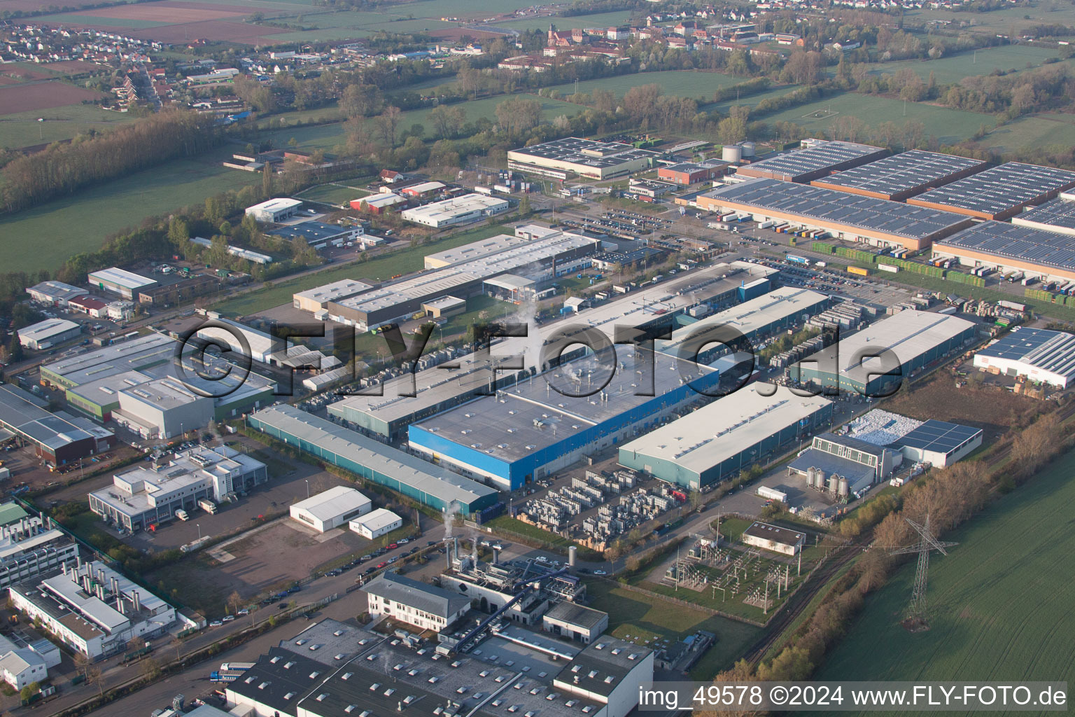 Industrial area in Offenbach an der Queich in the state Rhineland-Palatinate, Germany out of the air