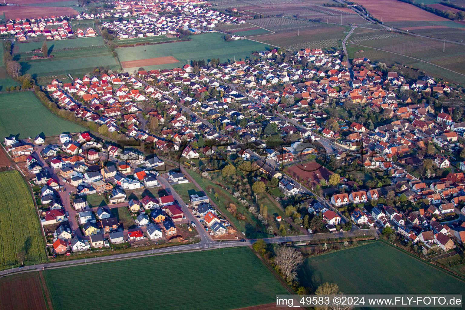 Aerial view of From the southeast in Bornheim in the state Rhineland-Palatinate, Germany