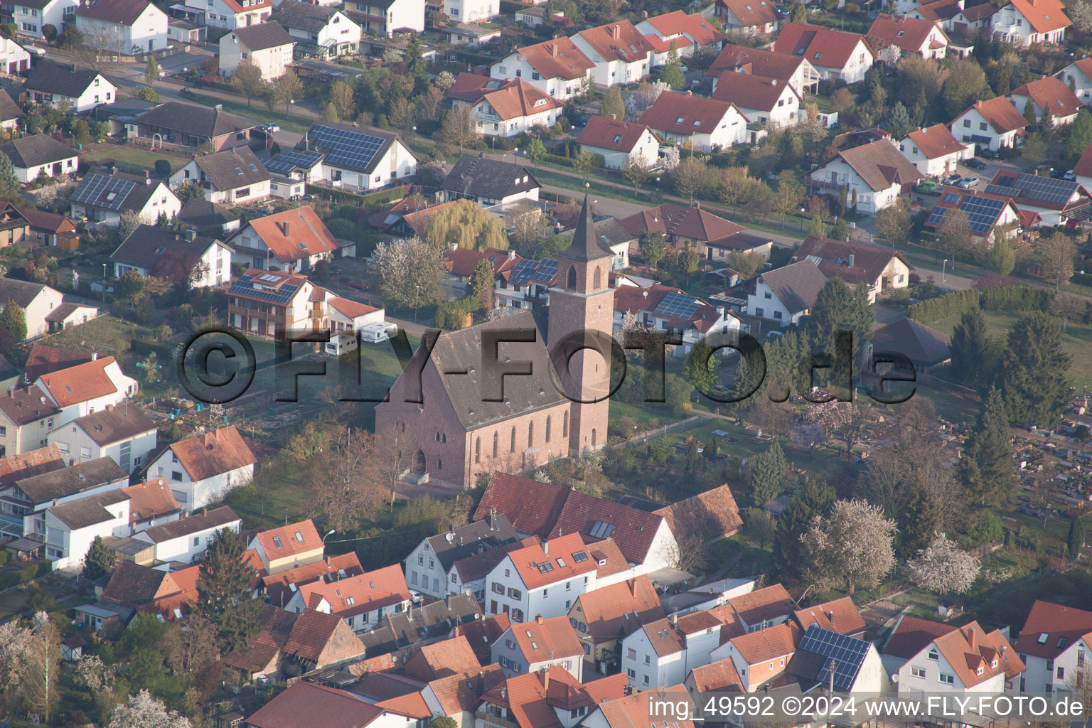 Essingen in the state Rhineland-Palatinate, Germany from the plane