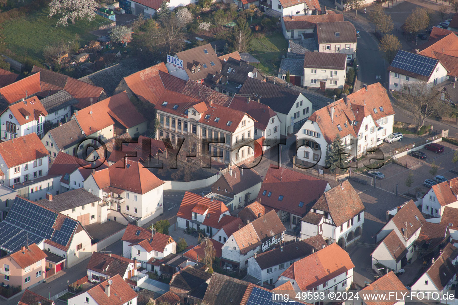 Bird's eye view of Essingen in the state Rhineland-Palatinate, Germany