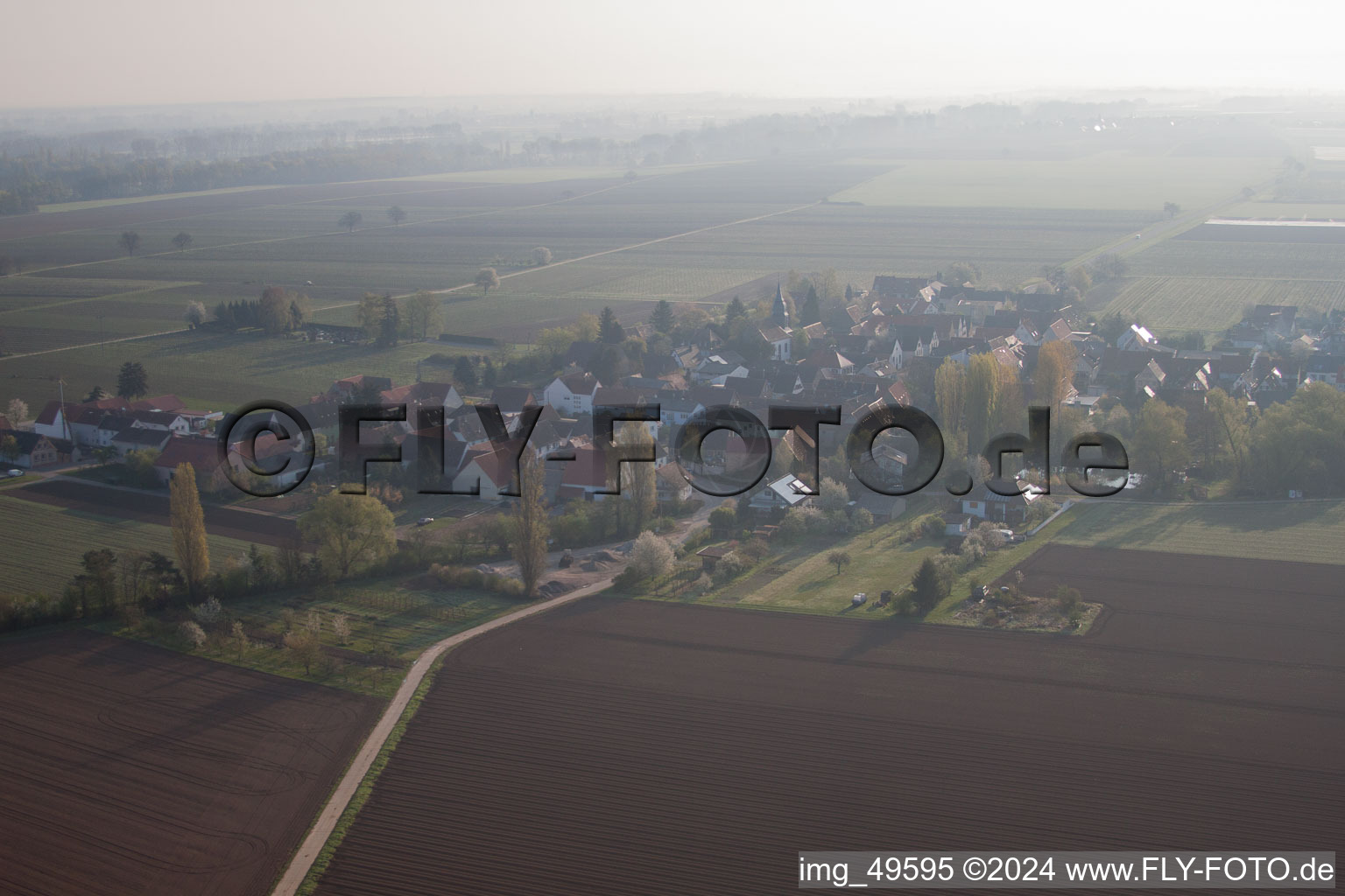 Aerial photograpy of Kleinfischlingen in the state Rhineland-Palatinate, Germany