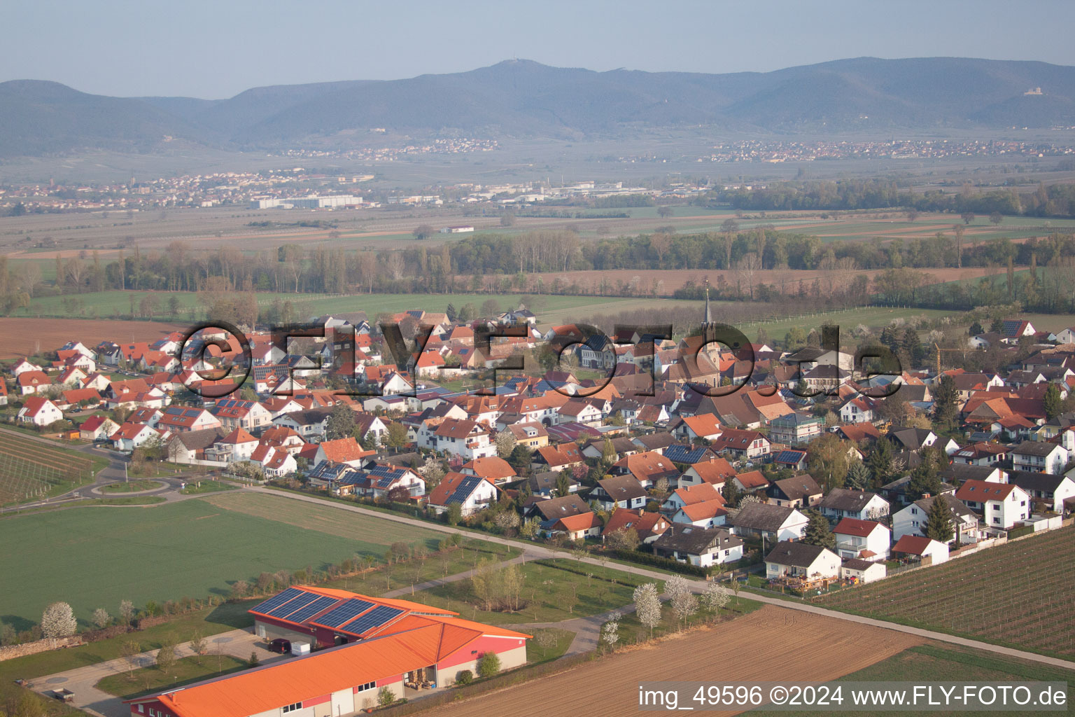 Oblique view of Kleinfischlingen in the state Rhineland-Palatinate, Germany