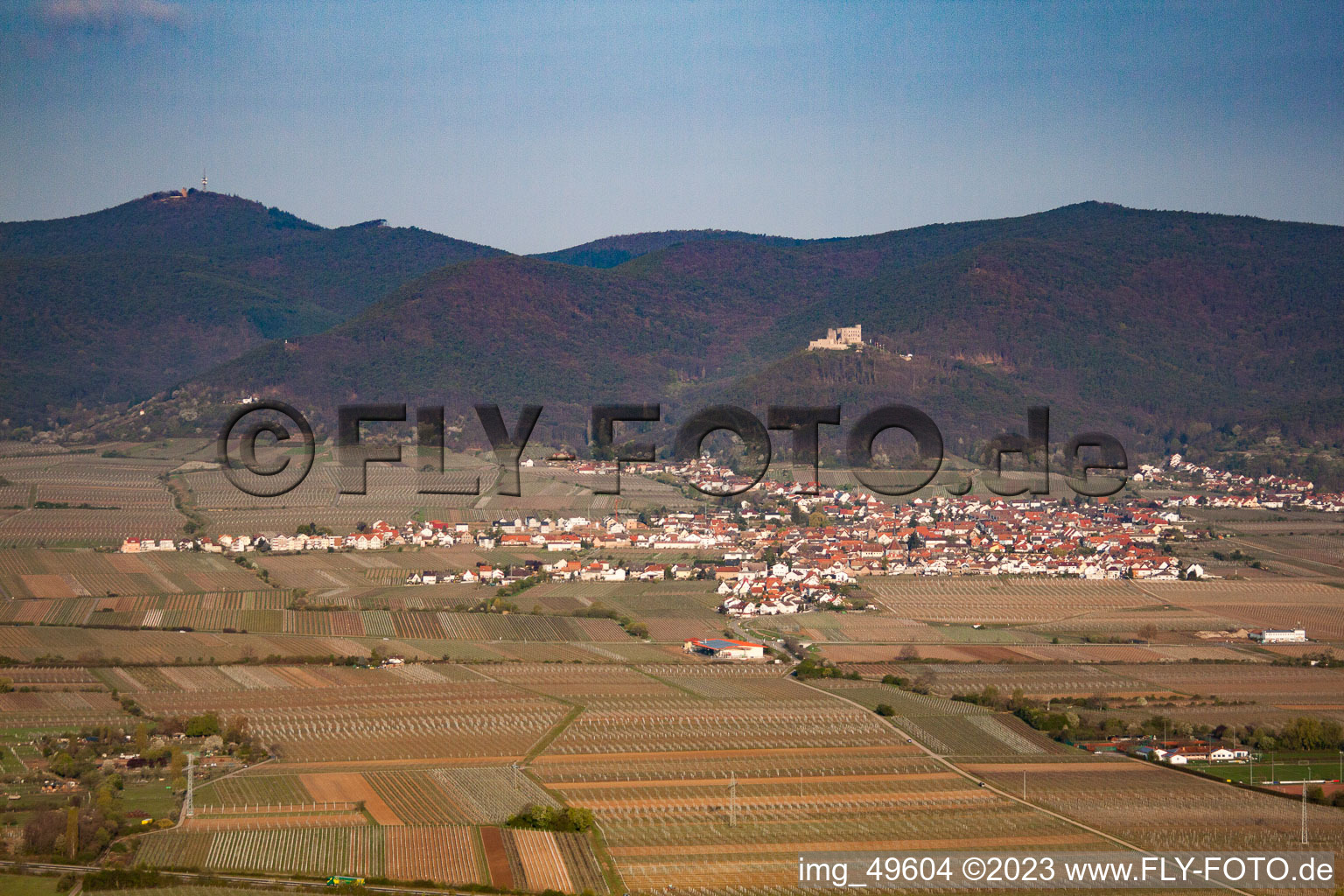 Aerial view of District Diedesfeld in Neustadt an der Weinstraße in the state Rhineland-Palatinate, Germany