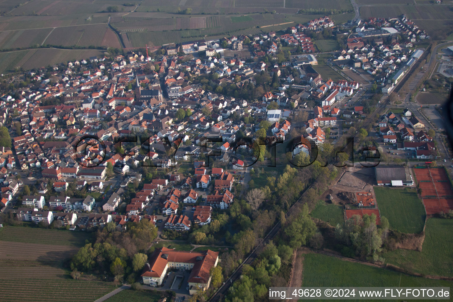 Deidesheim in the state Rhineland-Palatinate, Germany seen from a drone