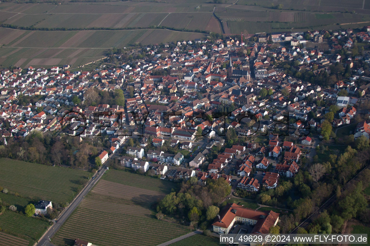 Aerial view of Deidesheim in the state Rhineland-Palatinate, Germany