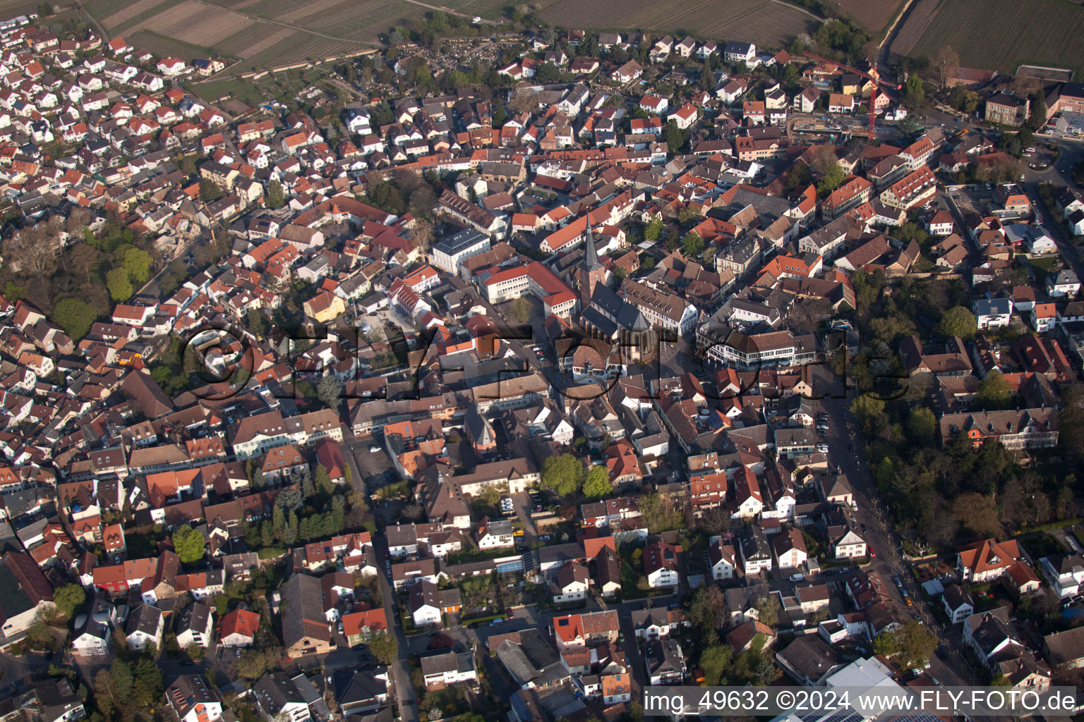 Oblique view of Deidesheim in the state Rhineland-Palatinate, Germany