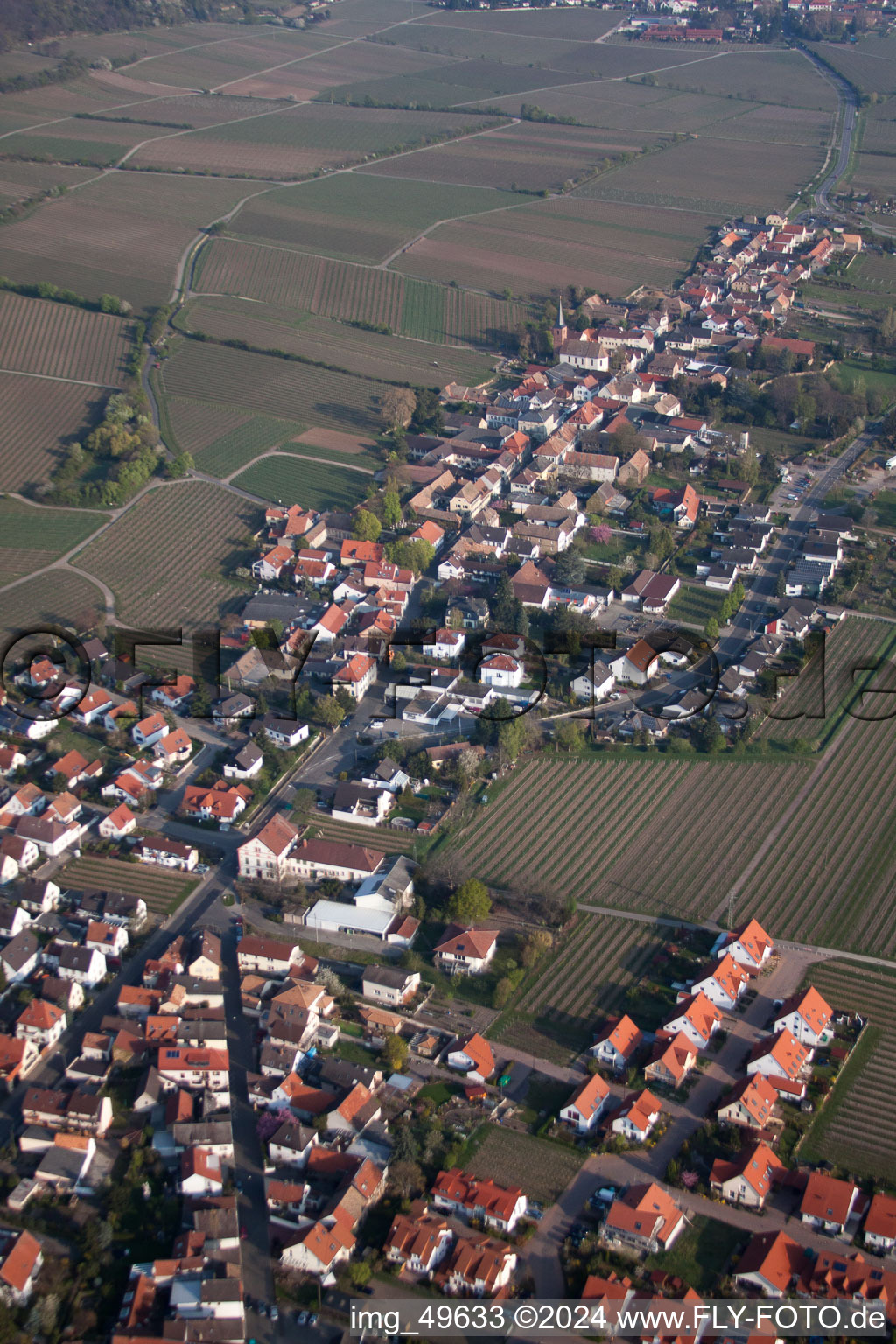 Forst an der Weinstraße in the state Rhineland-Palatinate, Germany from a drone