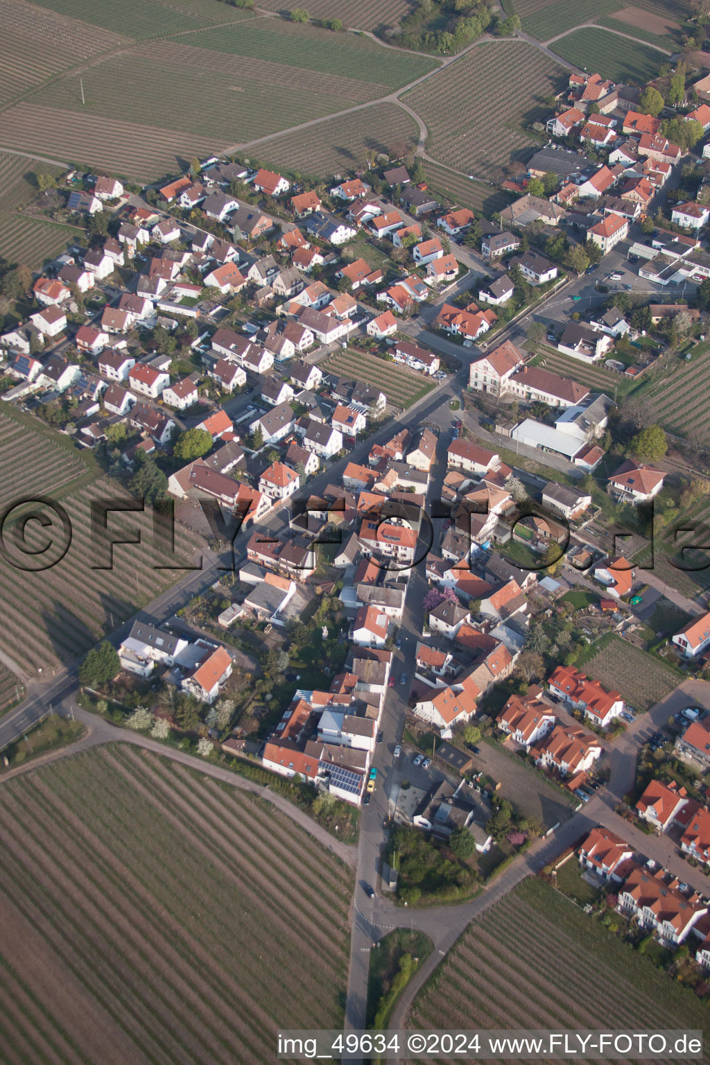 Forst an der Weinstraße in the state Rhineland-Palatinate, Germany seen from a drone