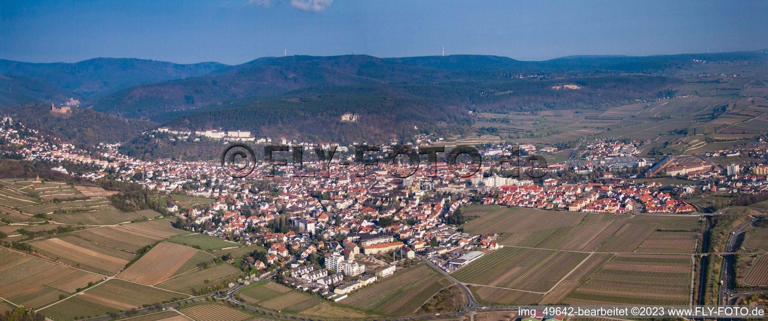Aerial view of From the west in Bad Dürkheim in the state Rhineland-Palatinate, Germany