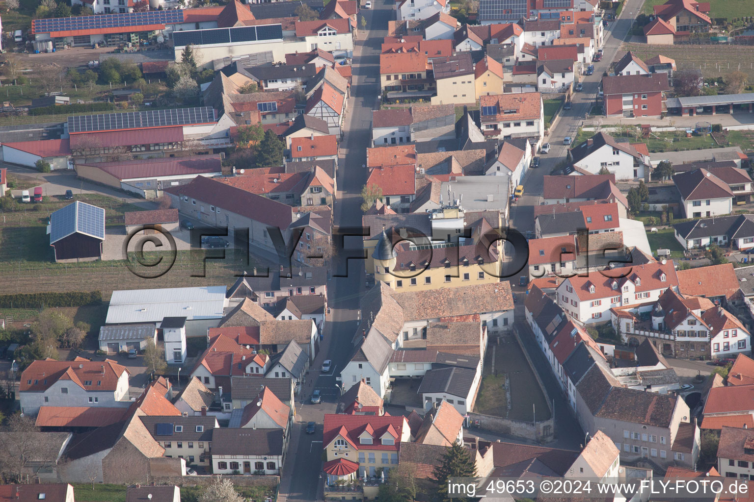 District Herxheim in Herxheim am Berg in the state Rhineland-Palatinate, Germany seen from above