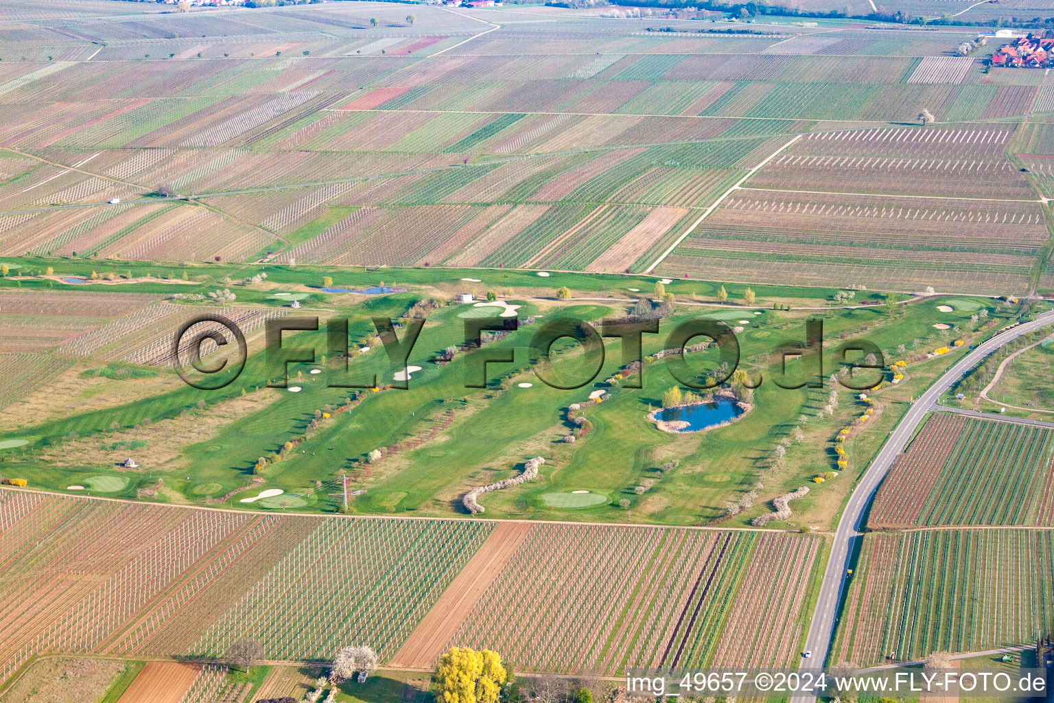 Golf Club German Wine Route in Dackenheim in the state Rhineland-Palatinate, Germany from above