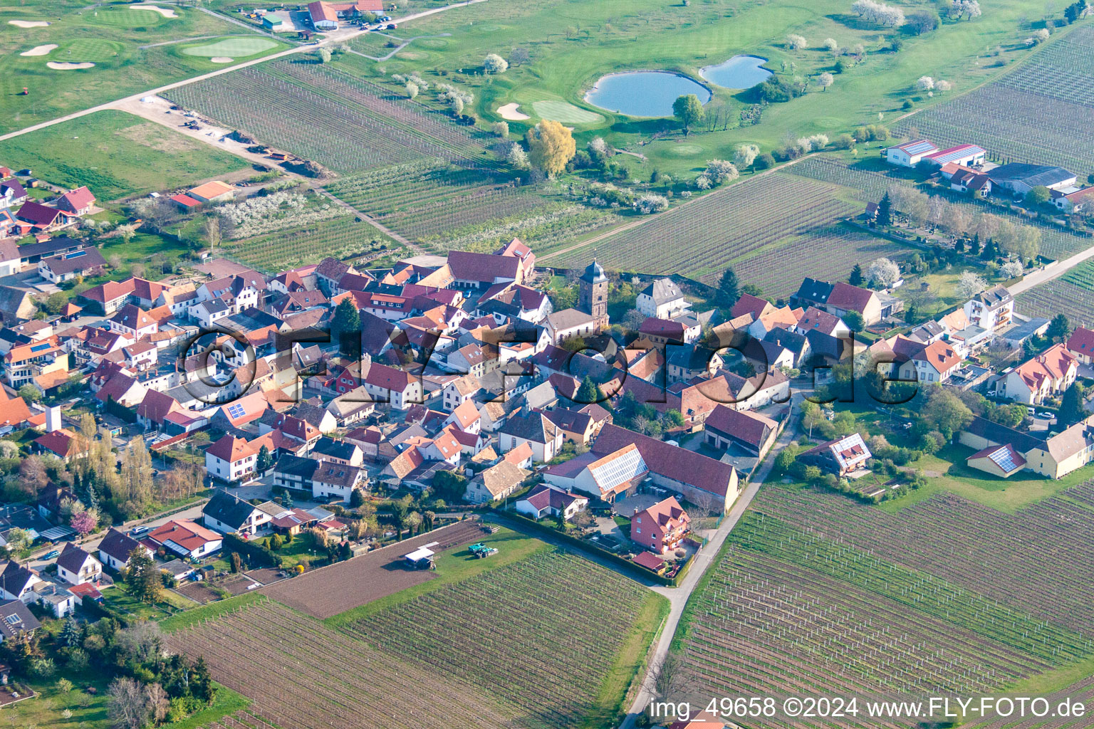 Aerial photograpy of Dackenheim in the state Rhineland-Palatinate, Germany