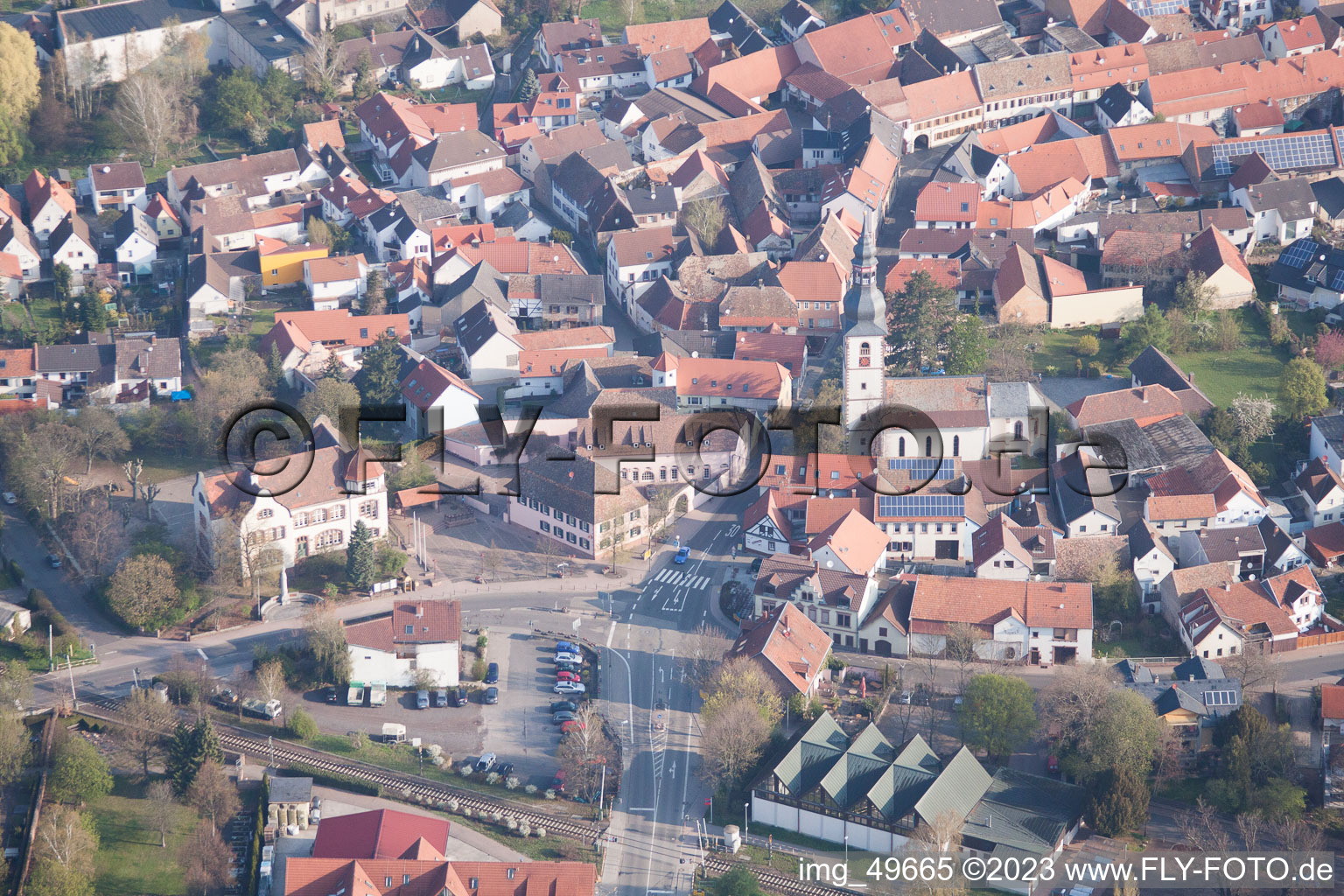 Aerial view of Kirchheim an der Weinstraße in the state Rhineland-Palatinate, Germany