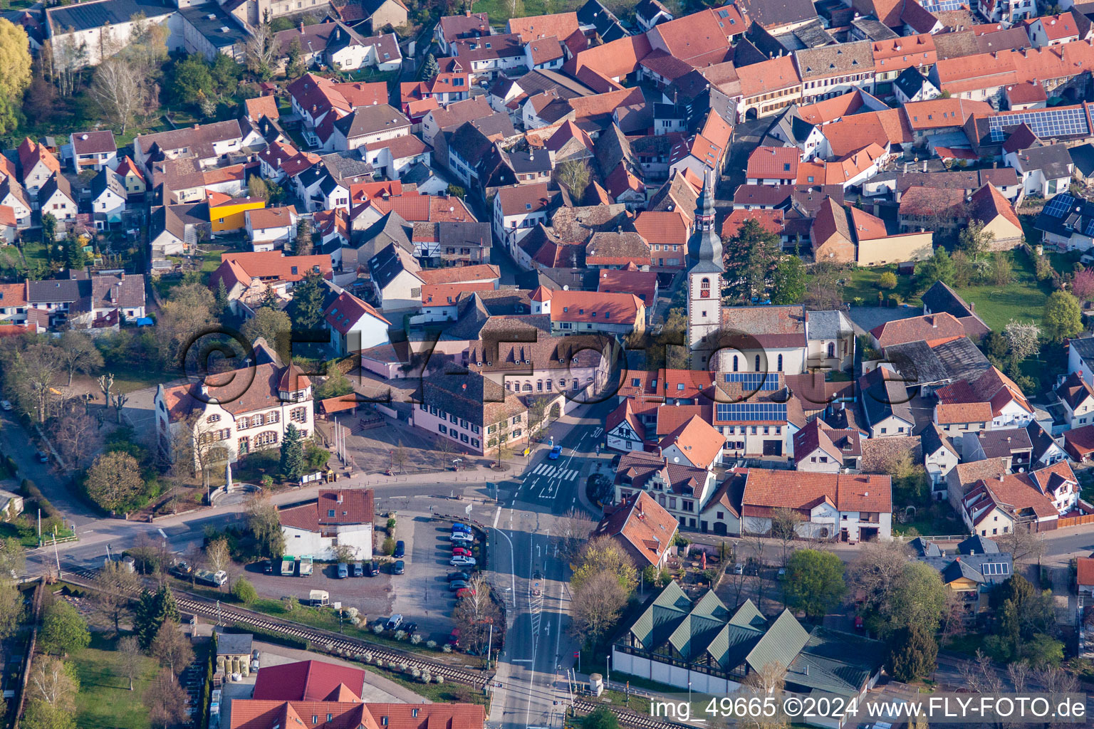 Aerial view of Kirchheim an der Weinstraße in the state Rhineland-Palatinate, Germany