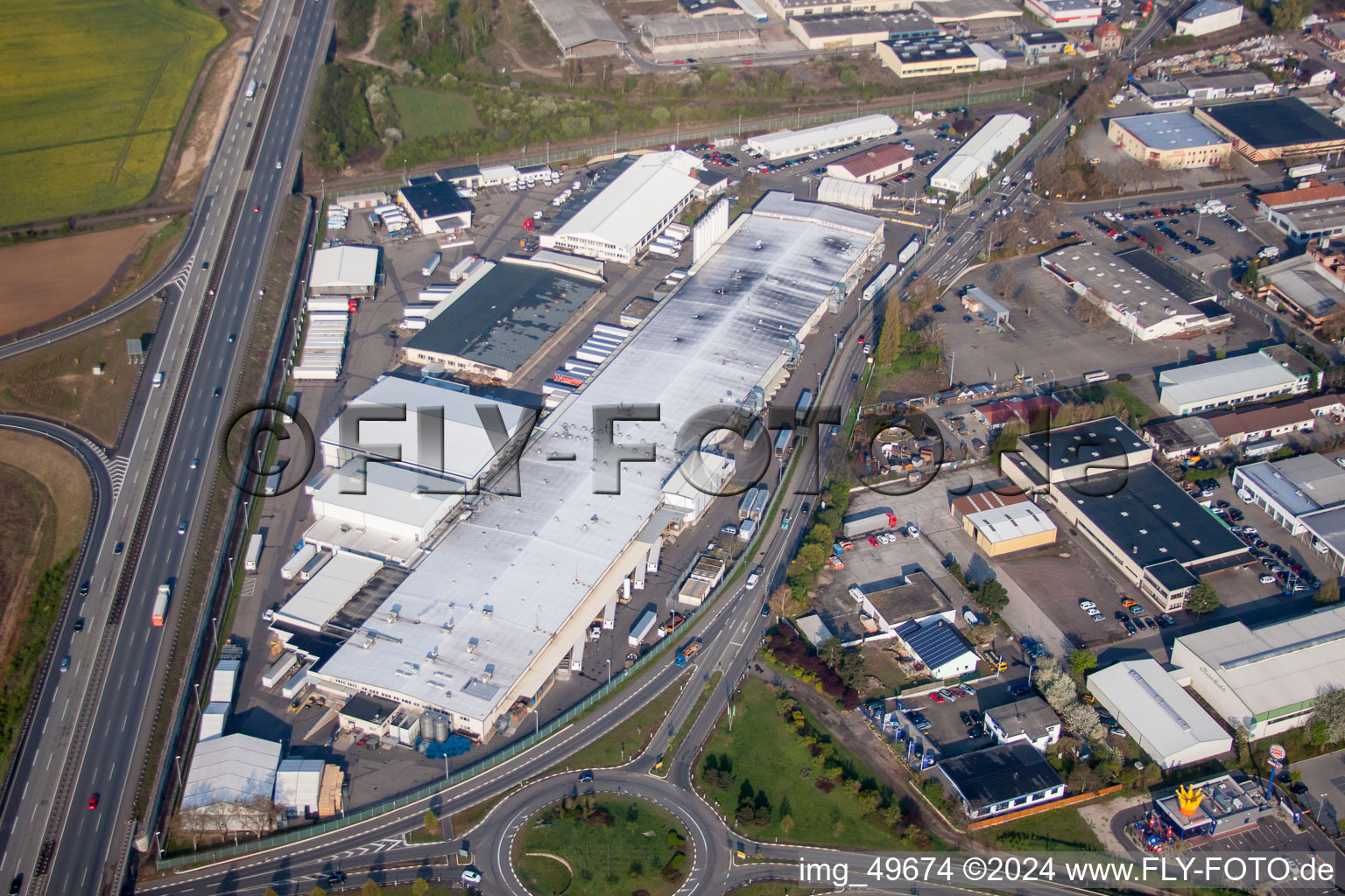 Building and production halls on the premises of Aafes Europa in Gruenstadt in the state Rhineland-Palatinate, Germany out of the air