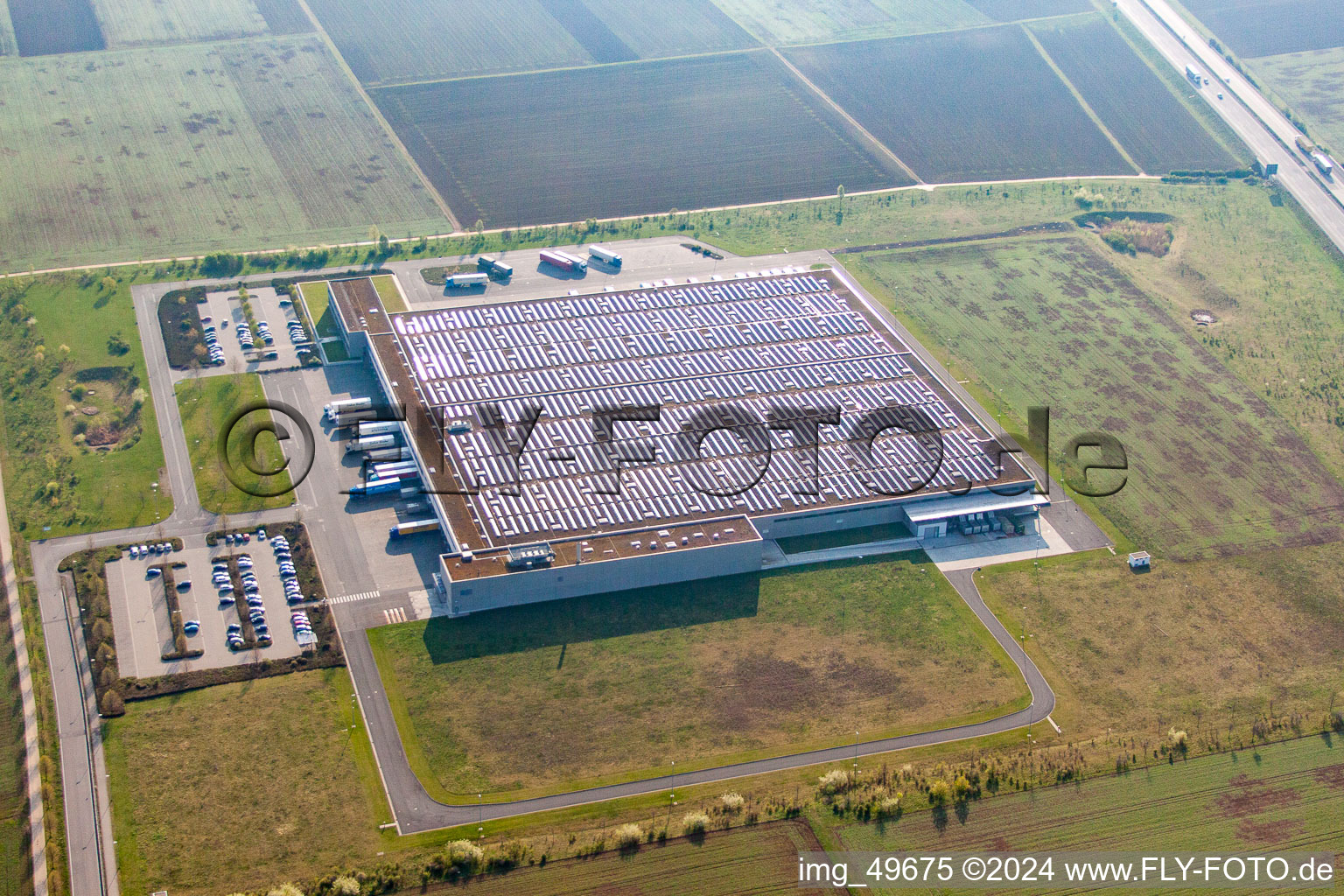 High-bay warehouse building complex and logistics center on the premises Aldi GmbH & Co. Kommanditgesellschaft in Kirchheim an der Weinstrasse in the state Rhineland-Palatinate, Germany