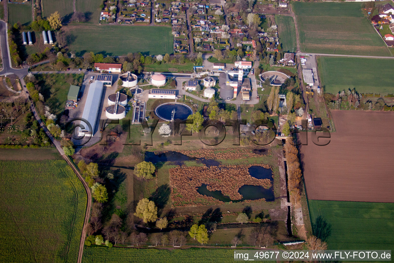 Sewage treatment plant in Grünstadt in the state Rhineland-Palatinate, Germany