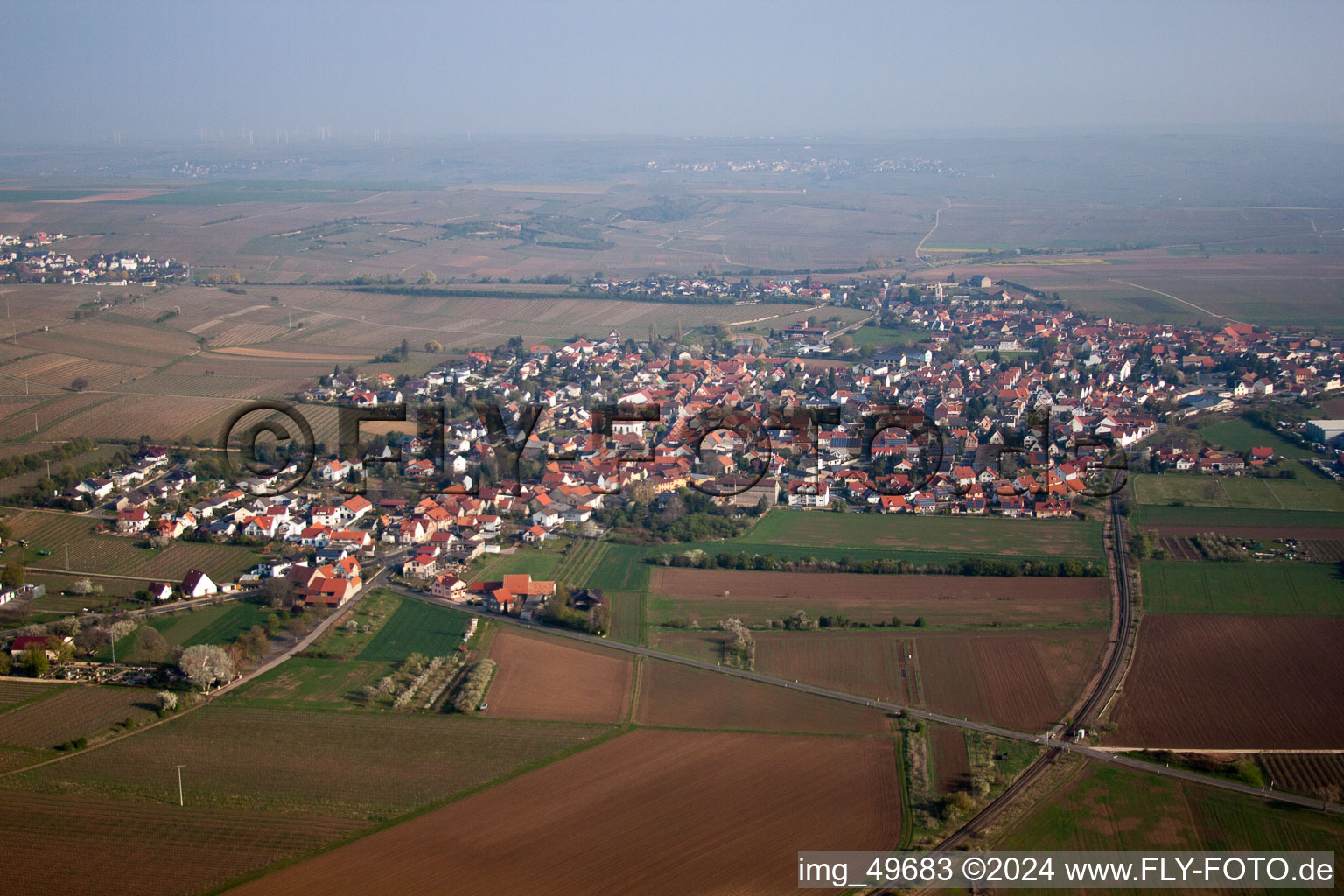 Town View of the streets and houses of the residential areas in Bockenheim an der Weinstrasse in the state Rhineland-Palatinate