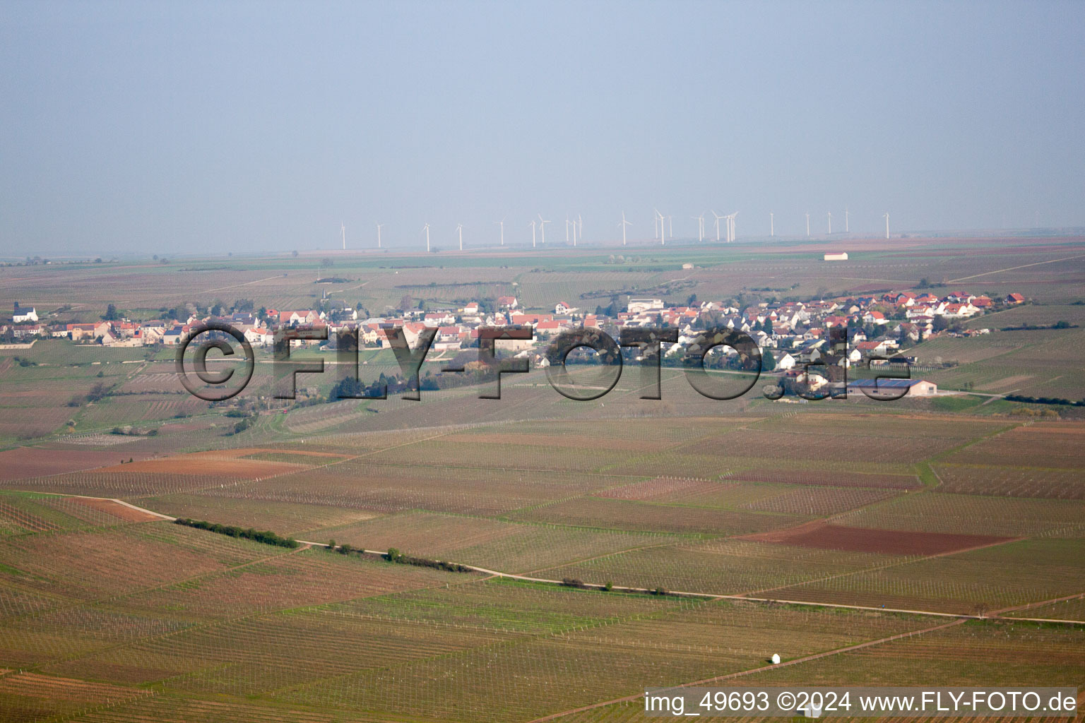 Bird's eye view of Ober-Flörsheim in the state Rhineland-Palatinate, Germany