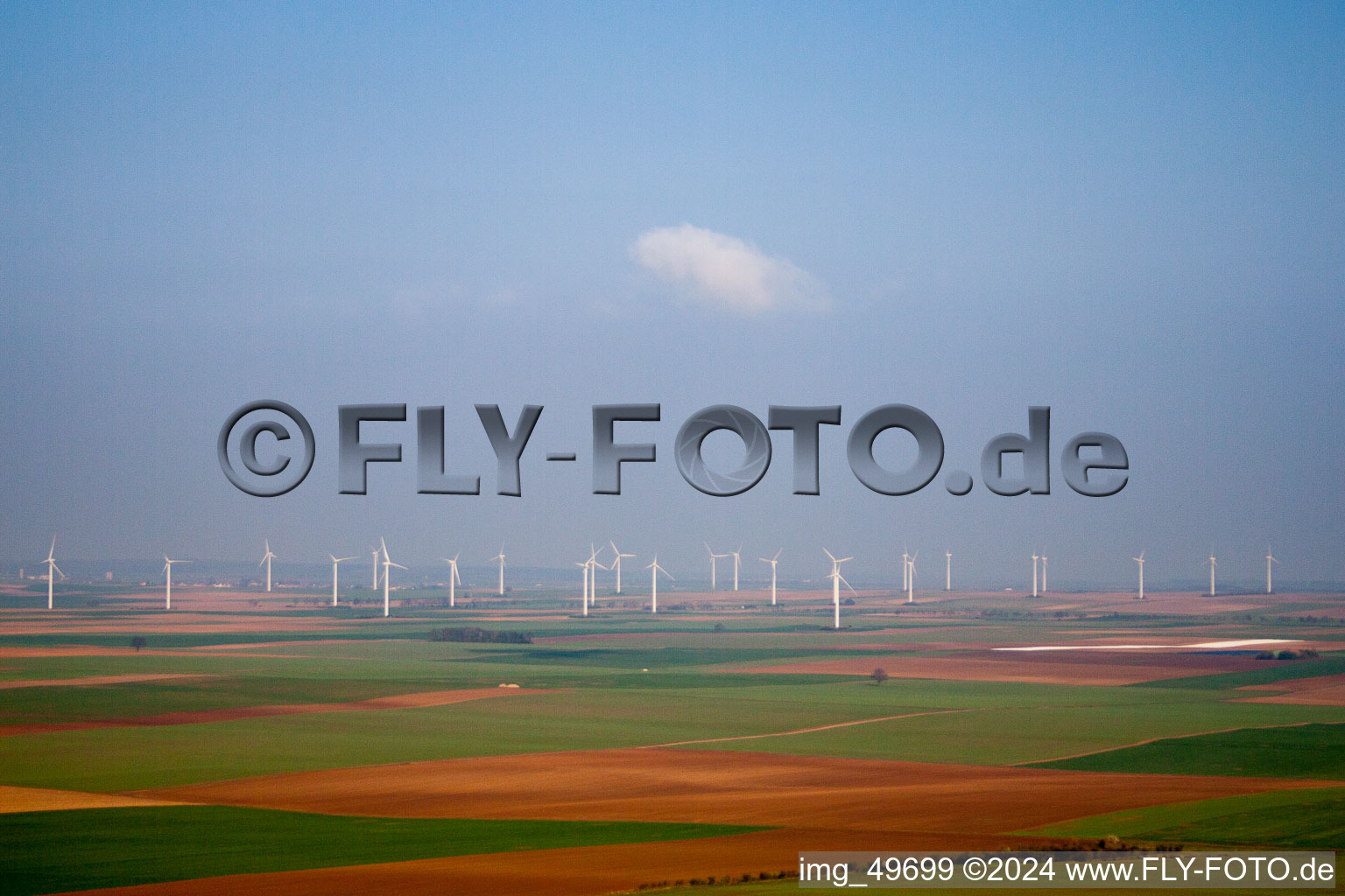 Wind turbine windmills on a hill in Ober-Floersheim in the state Rhineland-Palatinate