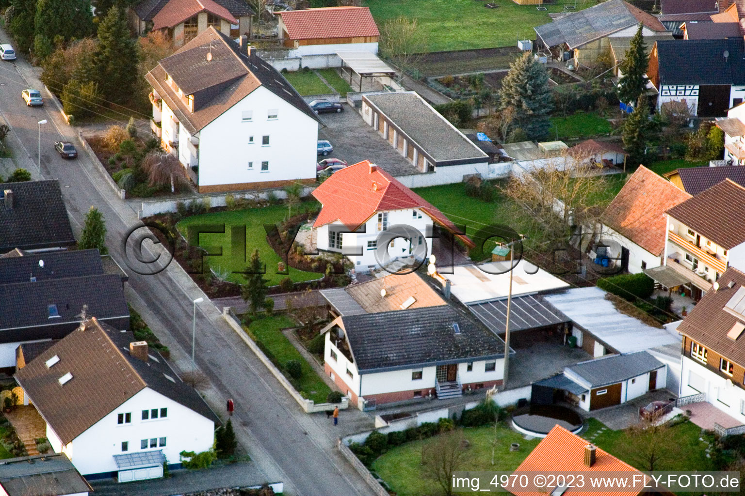 In the quiet garden in Minfeld in the state Rhineland-Palatinate, Germany from above