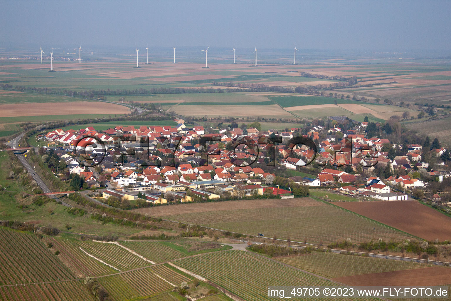 Eppelsheim in the state Rhineland-Palatinate, Germany seen from above