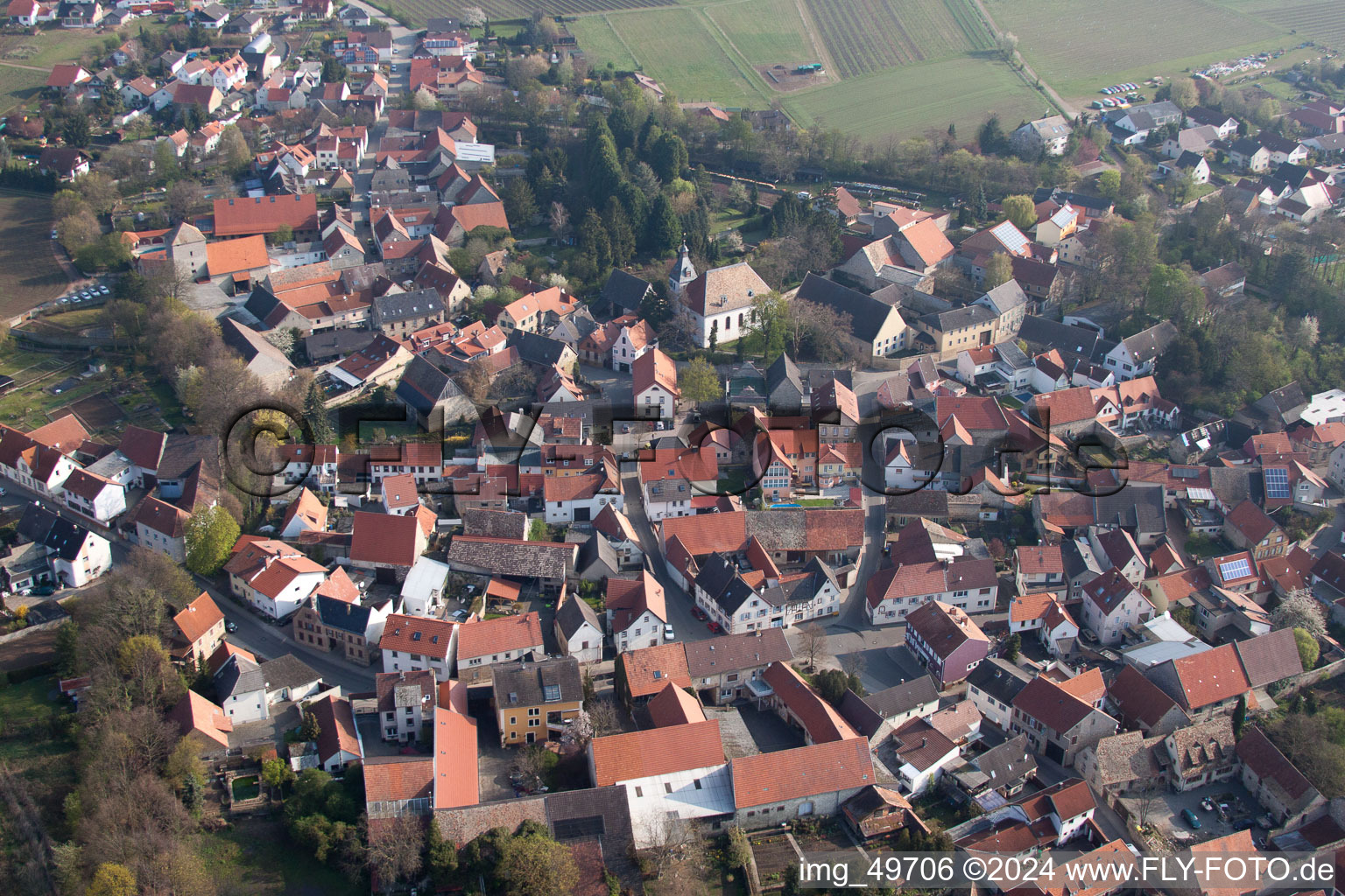 Village view in Eppelsheim in the state Rhineland-Palatinate, Germany