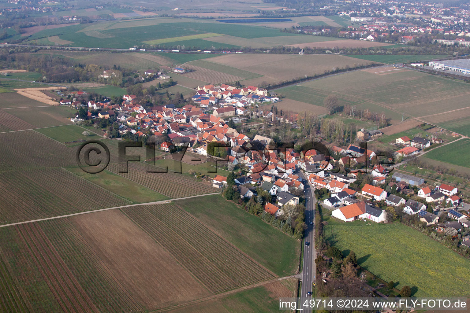 Village view in Gau-Heppenheim in the state Rhineland-Palatinate, Germany