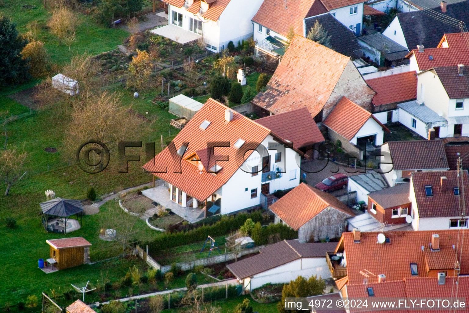 In the quiet garden in Minfeld in the state Rhineland-Palatinate, Germany out of the air