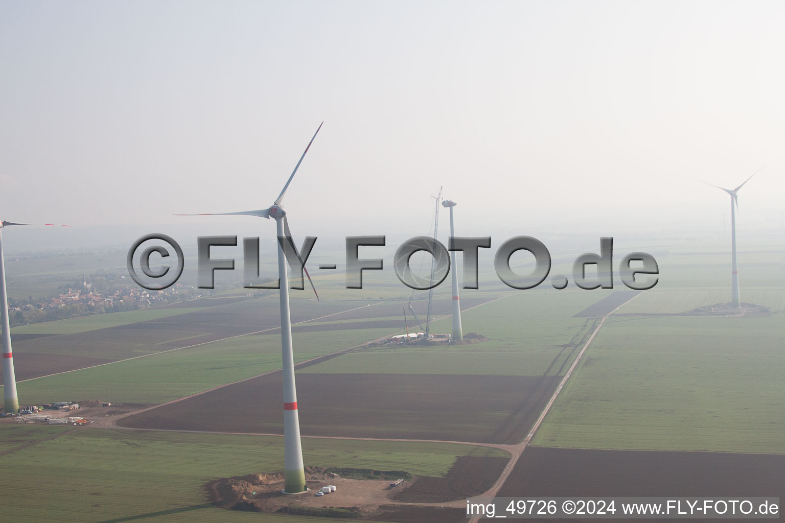 Wind turbine construction site in Gabsheim in the state Rhineland-Palatinate, Germany