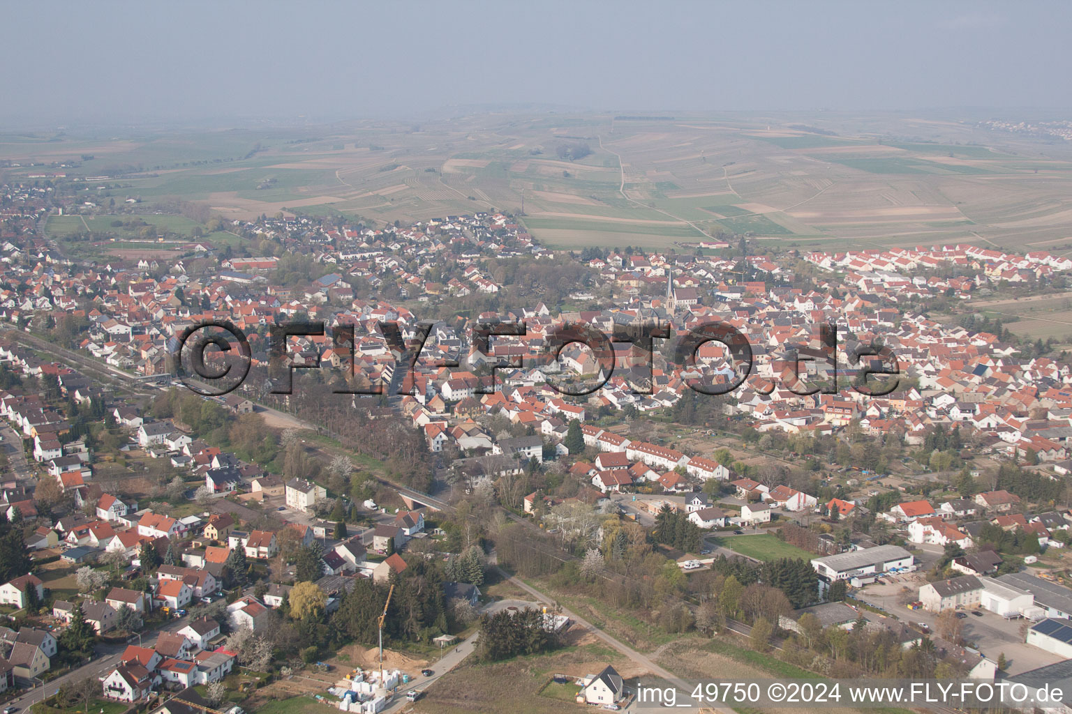 Saulheim in the state Rhineland-Palatinate, Germany from the plane