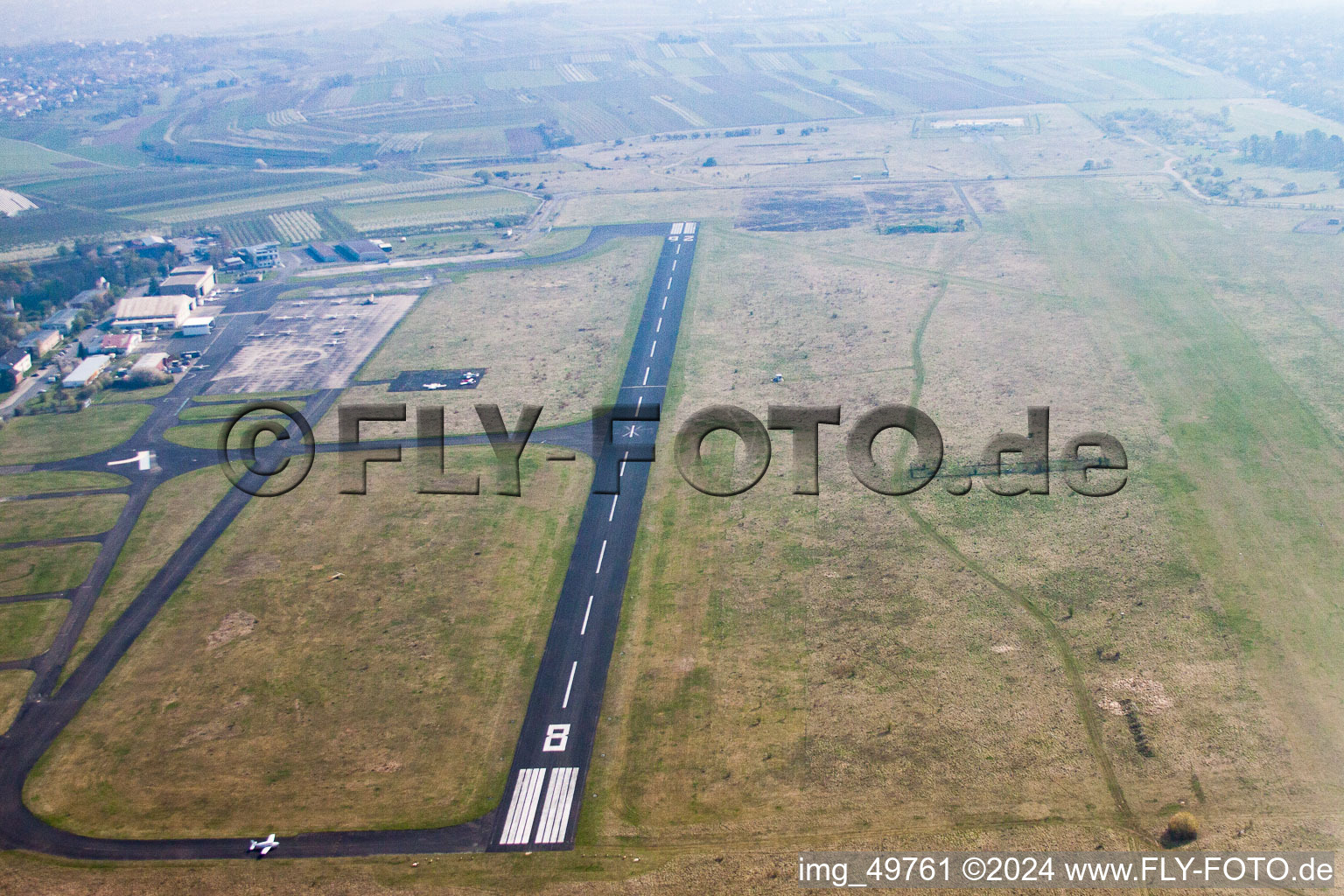 Mainz-Finten, airport in Finten in the state Rhineland-Palatinate, Germany from above