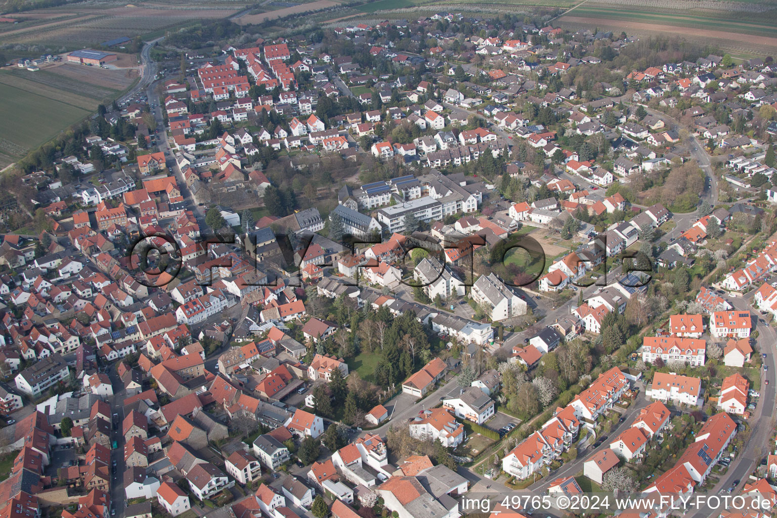 Aerial view of District Drais in Mainz in the state Rhineland-Palatinate, Germany