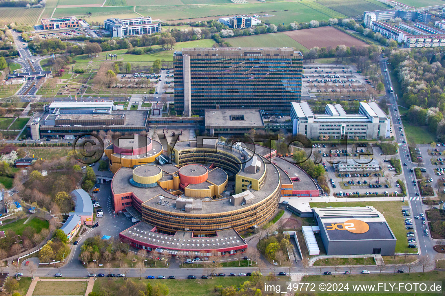 Area and buildings for the TV show ZDF Fernsehgarten in Mainz in the state Rhineland-Palatinate