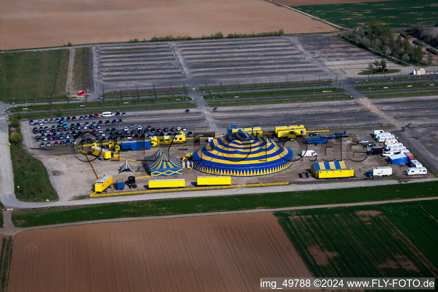 Circus tent domes of a circus in Mainz in the state Rhineland-Palatinate, Germany