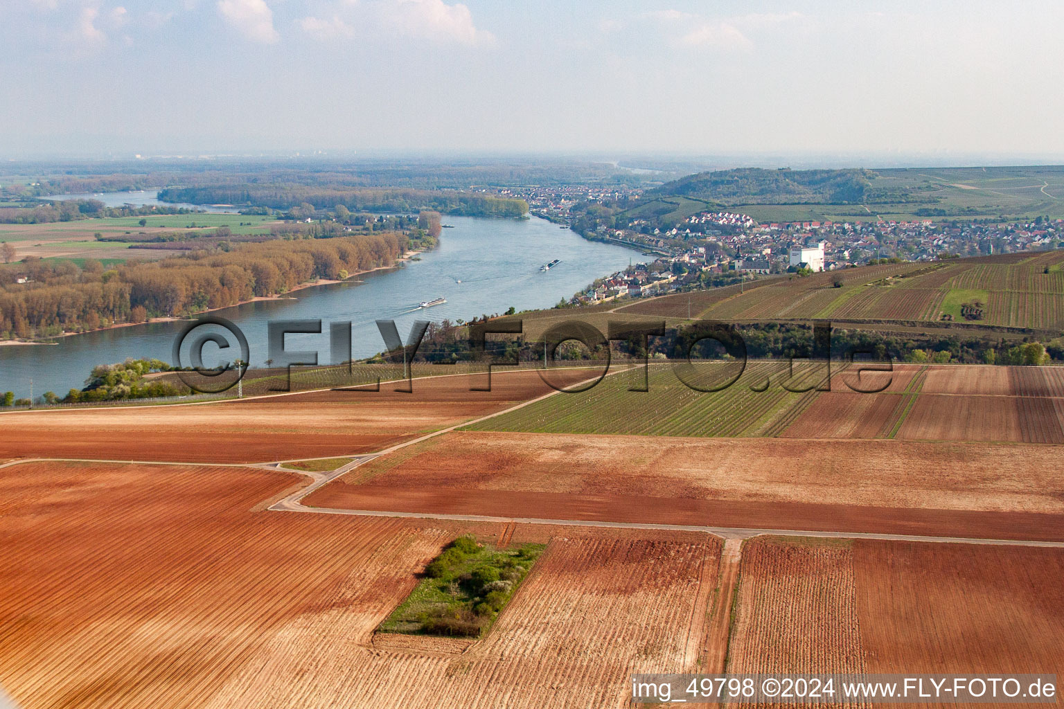 Rhine at Nierstein in Nierstein in the state Rhineland-Palatinate, Germany